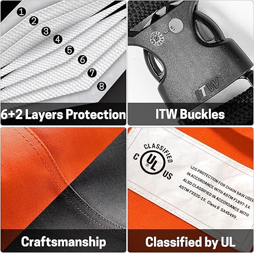 Miniatura 3 de ZELARMAN Delantal de motosierra de 8 capas para hombres y mujeres, leñadores, trabajadores forestales, pantalones de sierra de cadena protectora,