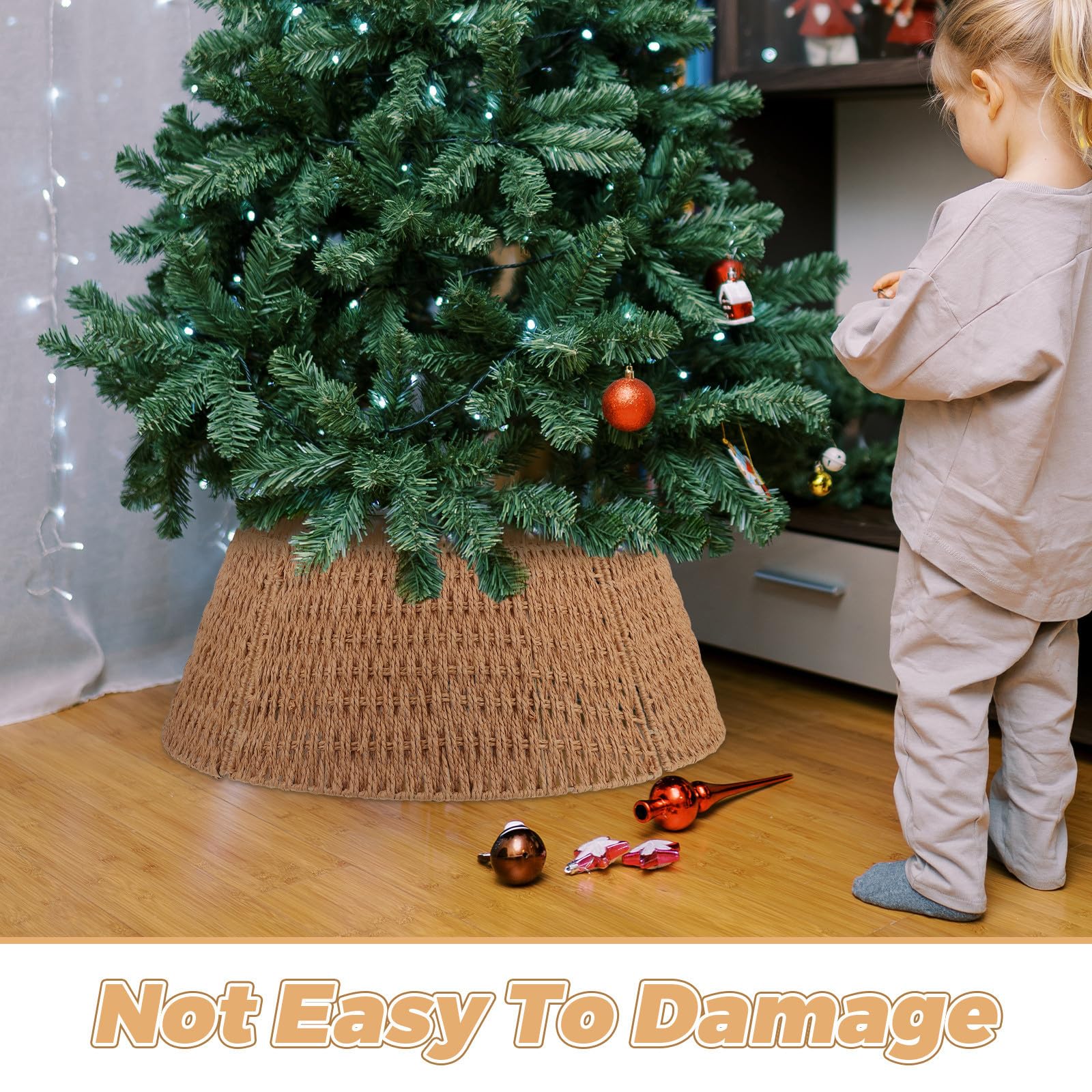 Collare Rustica Intrecciato per Natale di Albero Corda in Carta Ferro, Struttura Smontabile, Decorazione Versatile Festa Natalizia per Soggiorno