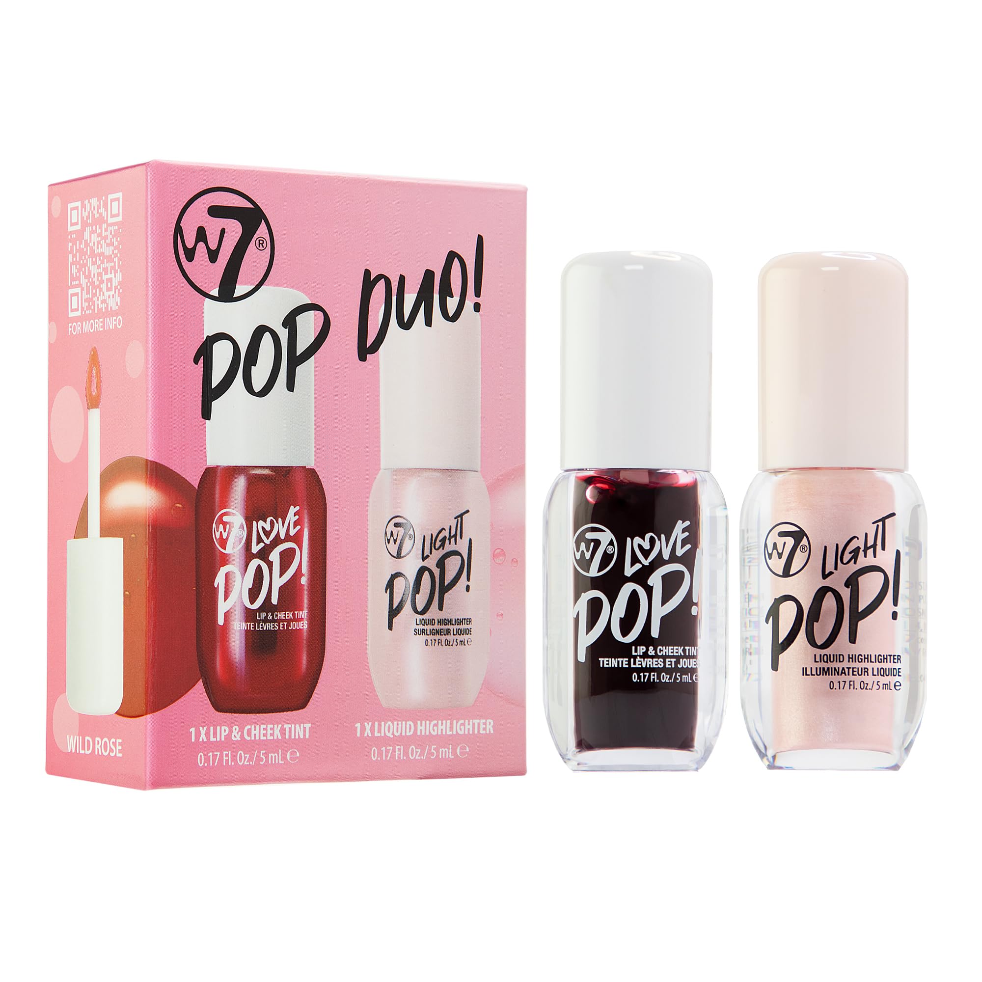 W7 Pop Duo Makeup Set - Lip and Cheek Tint and Liquid Highlighter