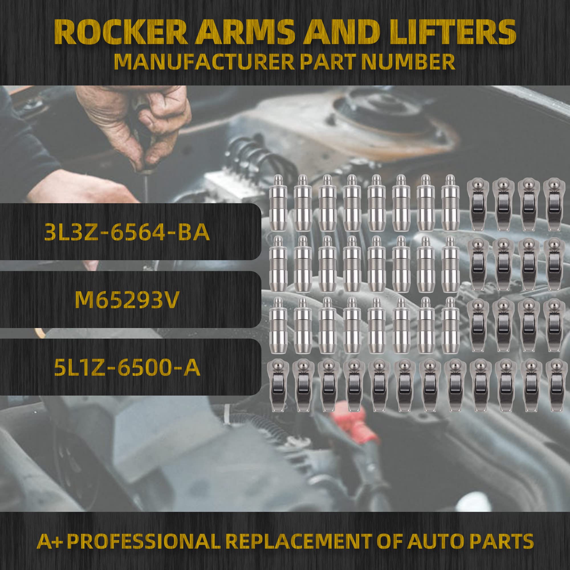 Dasbecan 24pcs 4.6L 5.4L 3V Rocker Arms and Lifters kit Compatible with Ford F150 F250 F350