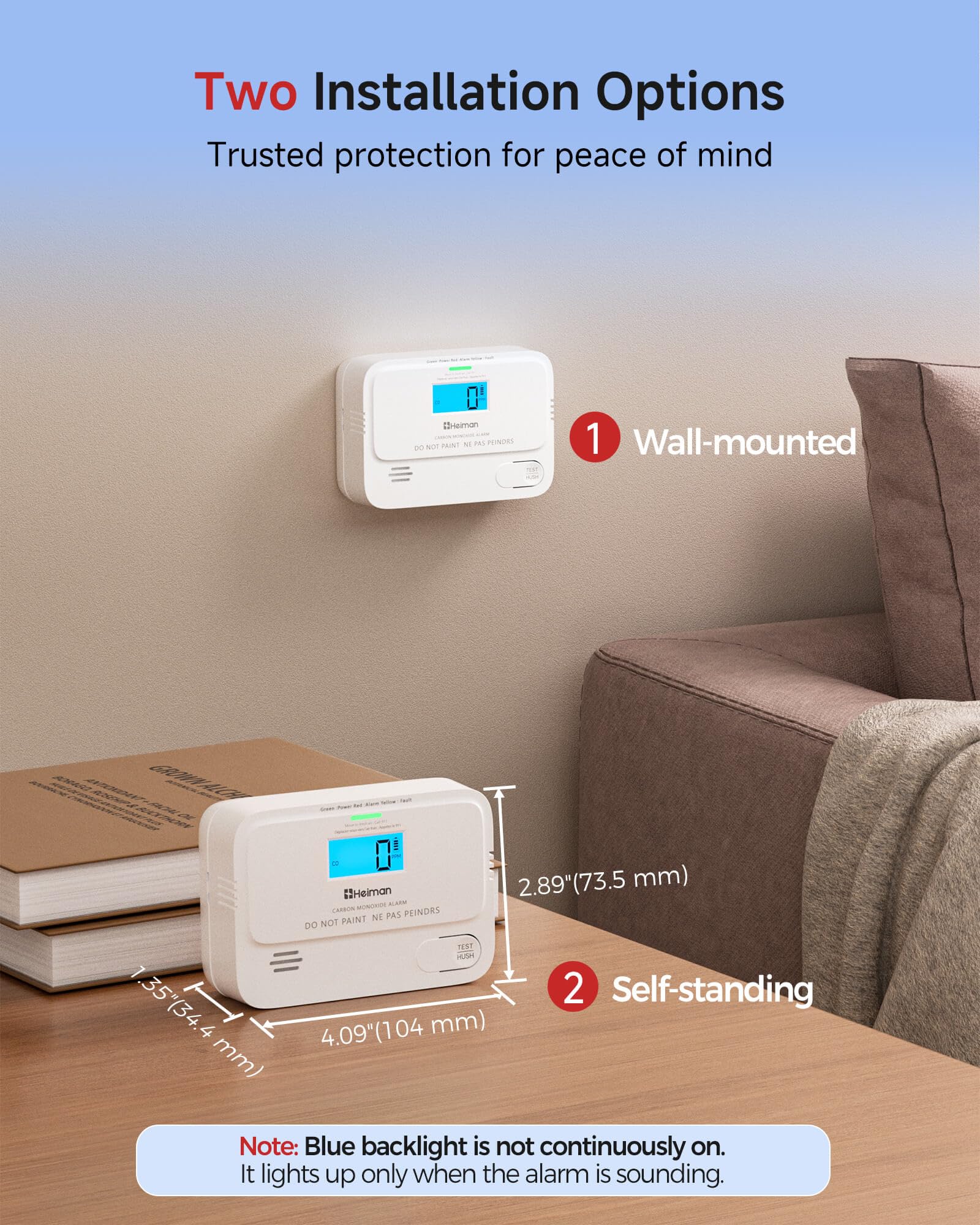 Heiman 3-Pack CO Detectors - Digital Display -5