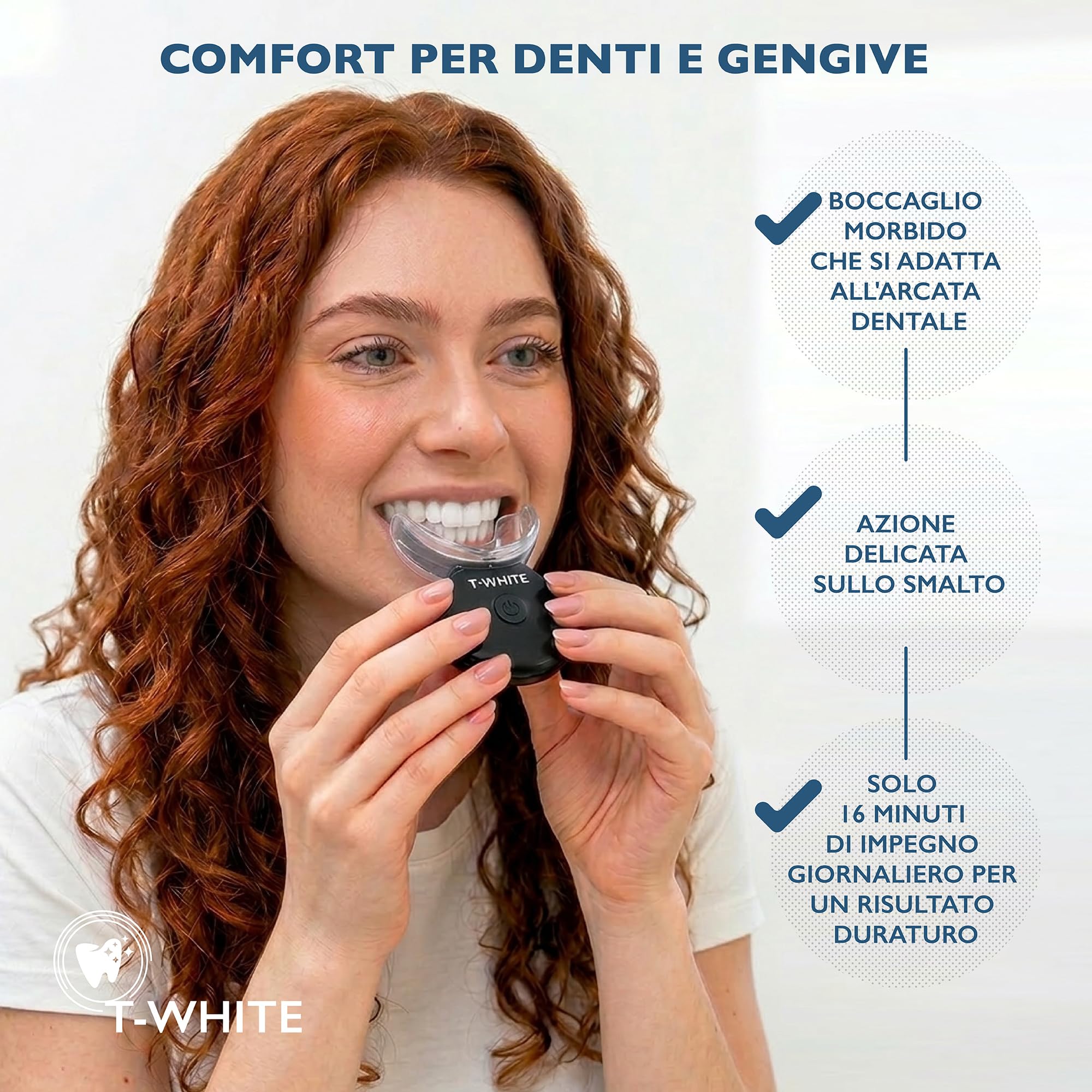 T-White - Kit Sbiancante Denti Professionale - Device + 7 Penne a Gel - Protezione Dentale Prolungata