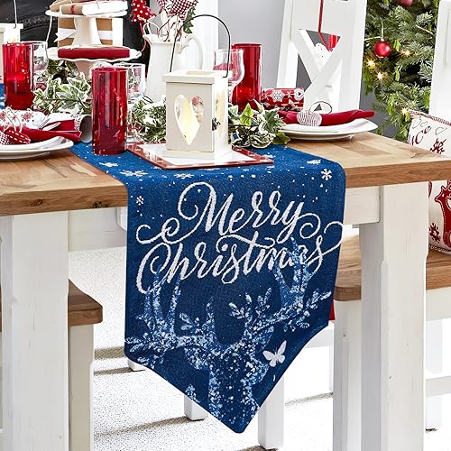 Miniatura 10 de OurWarm Camino de mesa de Navidad, camino de mesa de flores de 72 pulgadas de largo, camino de mesa de Pascua para decoración de mesa de comedor de