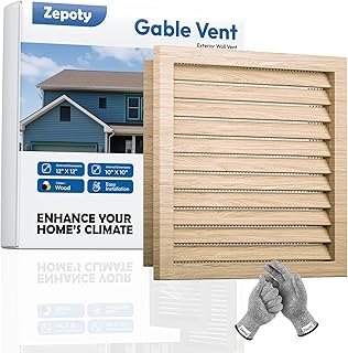 12" x 12" Wood Gable Vent with Metal Screen – Paintable Finish, Durable Rust-Resistant Mesh for Attic & Shed Ventilation, Vent Opening: 10" x 10"