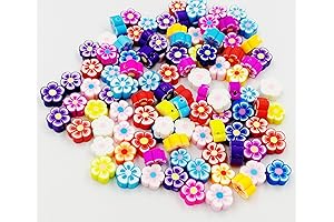 yeyulin 300pcs Flower Smiley Handmade Polymer Clay Beads 15 Styles