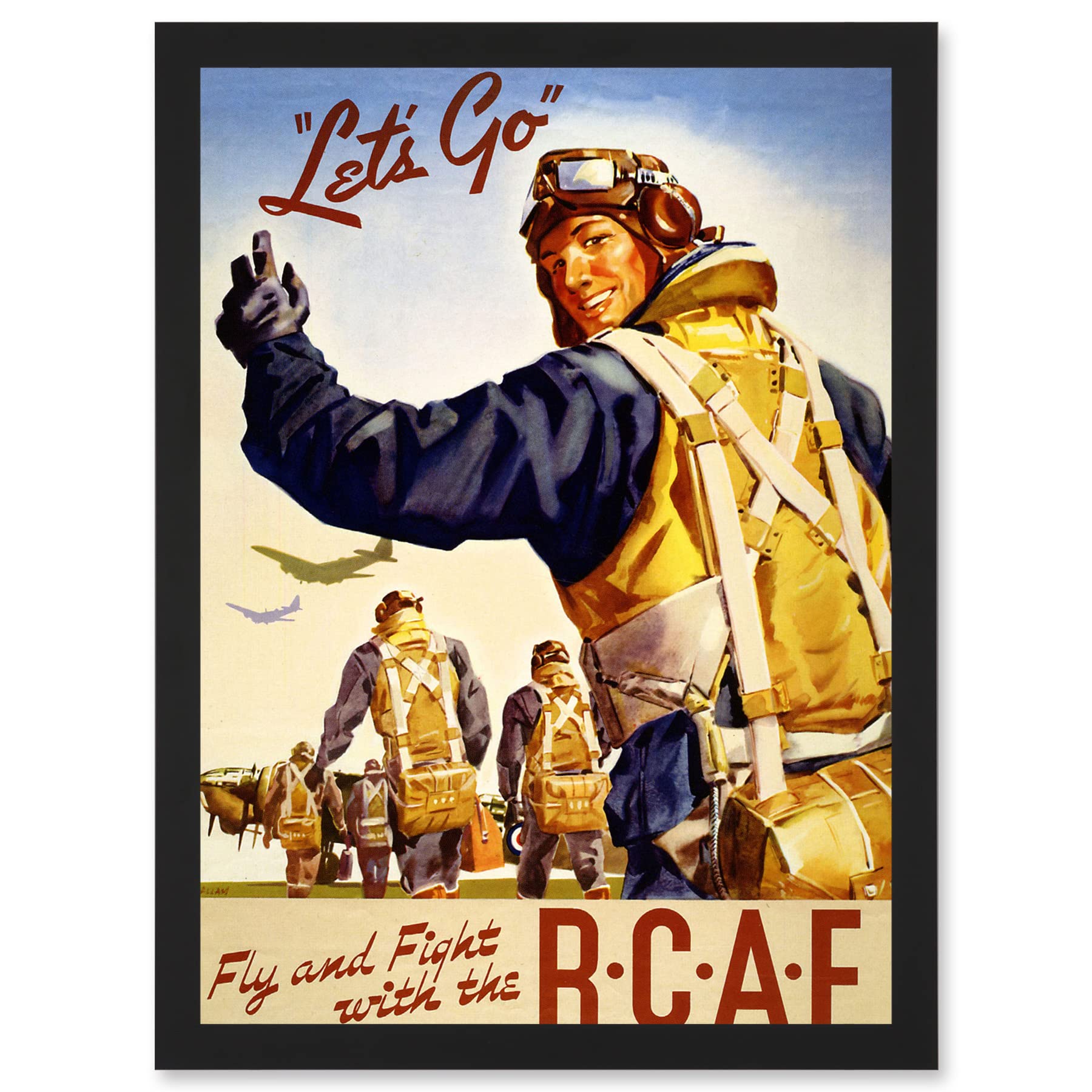 Artery8 World War WW2 Canada RCAF Fly Fight Pilot Air Force Vintage A4 Artwork Framed Wall Art Print