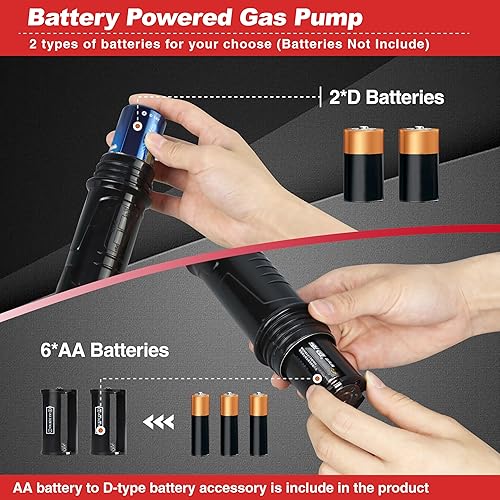 Miniatura 44 de Bomba de sifón eléctrica portátil para gas y diesel, bomba de transferencia de combustible a pilas, flujo de 3.5GPM, extractor de aceite tubo