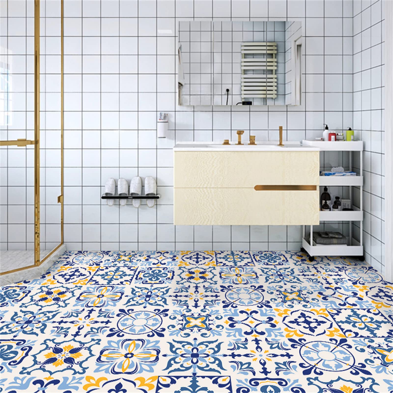 Mattonelle Adesive Cucina E Bagno 20x20 Cm – Giallo, Effetto Piastrella In PVC – 4 Pezzi - 2