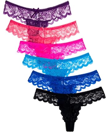 ANZERMIX Womens Sexy Lace Cheeky Tong Panty Pack of 6