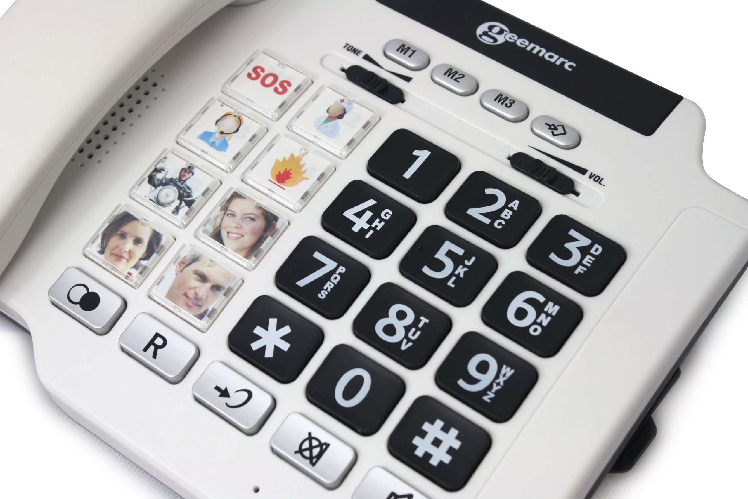 Geemarc Photophone 100 - Verstärktes schnurgebundenes Telefon mit anpassbaren Fototasten, Ton- und Klangsteuerung für Senioren - Geringer bis mittlerer Hörverlust