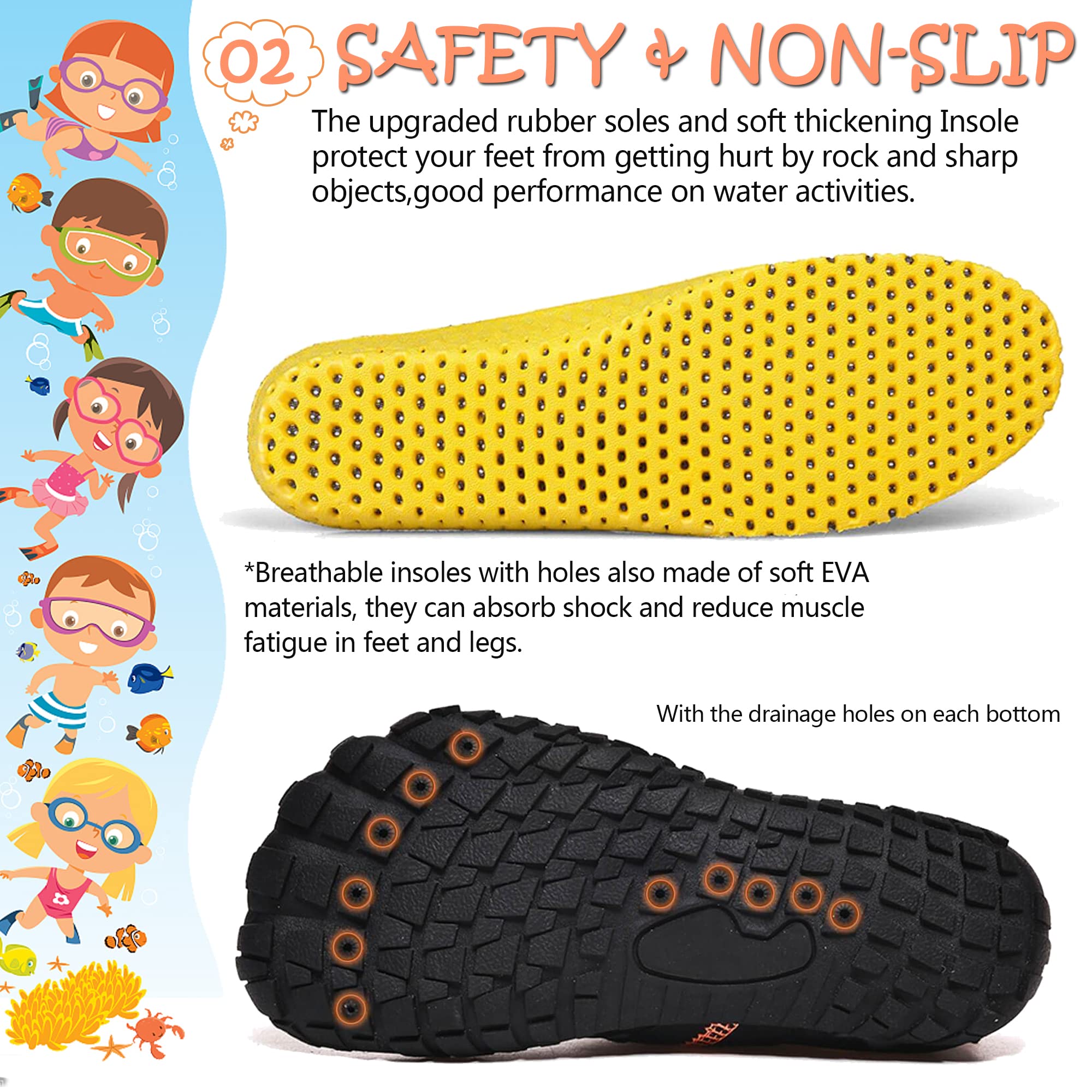 Maxome Zapatos de Agua para niños y niñas, Zapatos de Playa para niños, Zapatos de natación acuática, Zapatos Descalzos, de Secado rápido, Ligeros, para Surf, Buceo, para niños