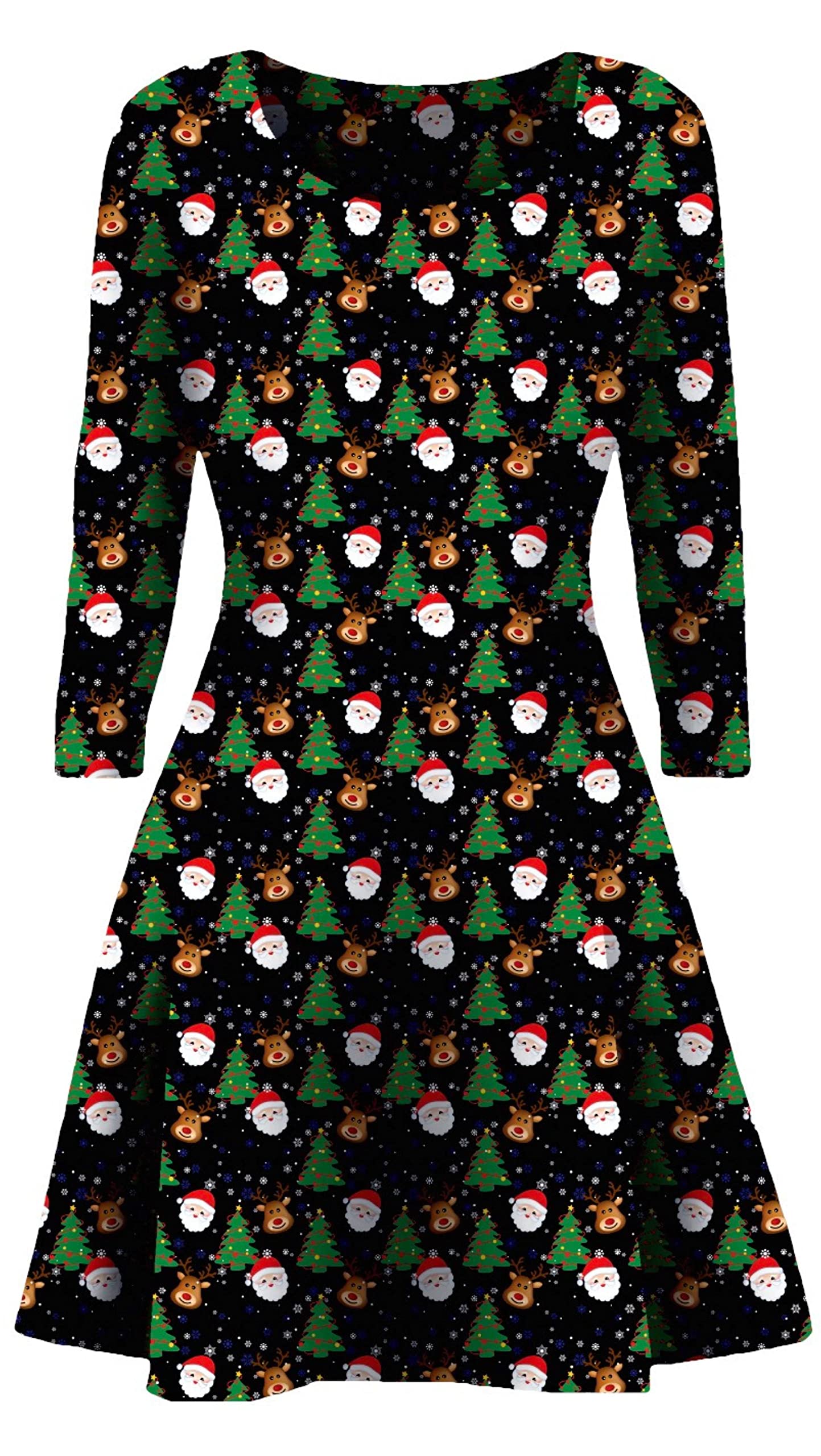 STAR FASHION Women's Christmas Party Snowman Swing Dress Novelty Printed Skater Xmas Secret Santa Gift SF0159 ML