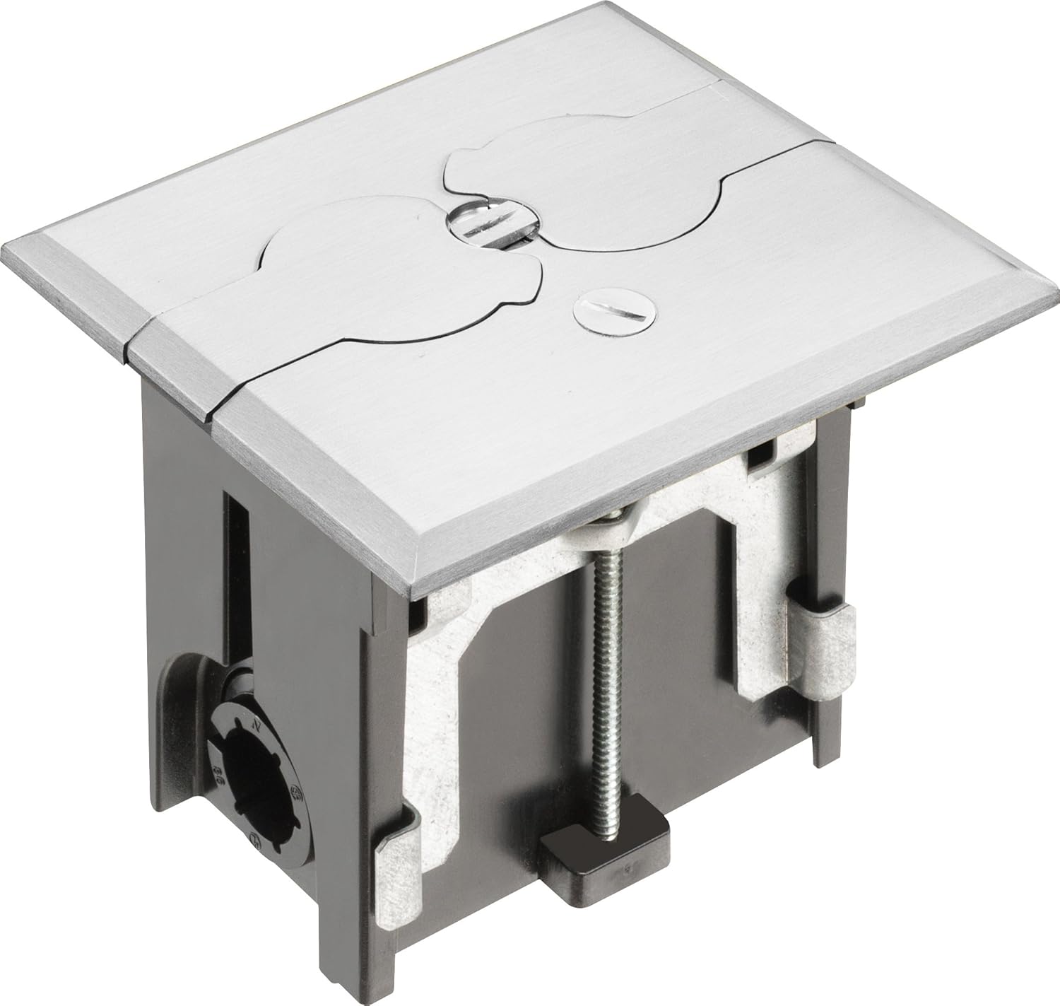 Arlington Industries FLBAF101NL-1 Adjustable Floor Box Kit with Outlet and Flip Plate for Installed Floors, 1-gang, Nickel Plated, 1-Pack