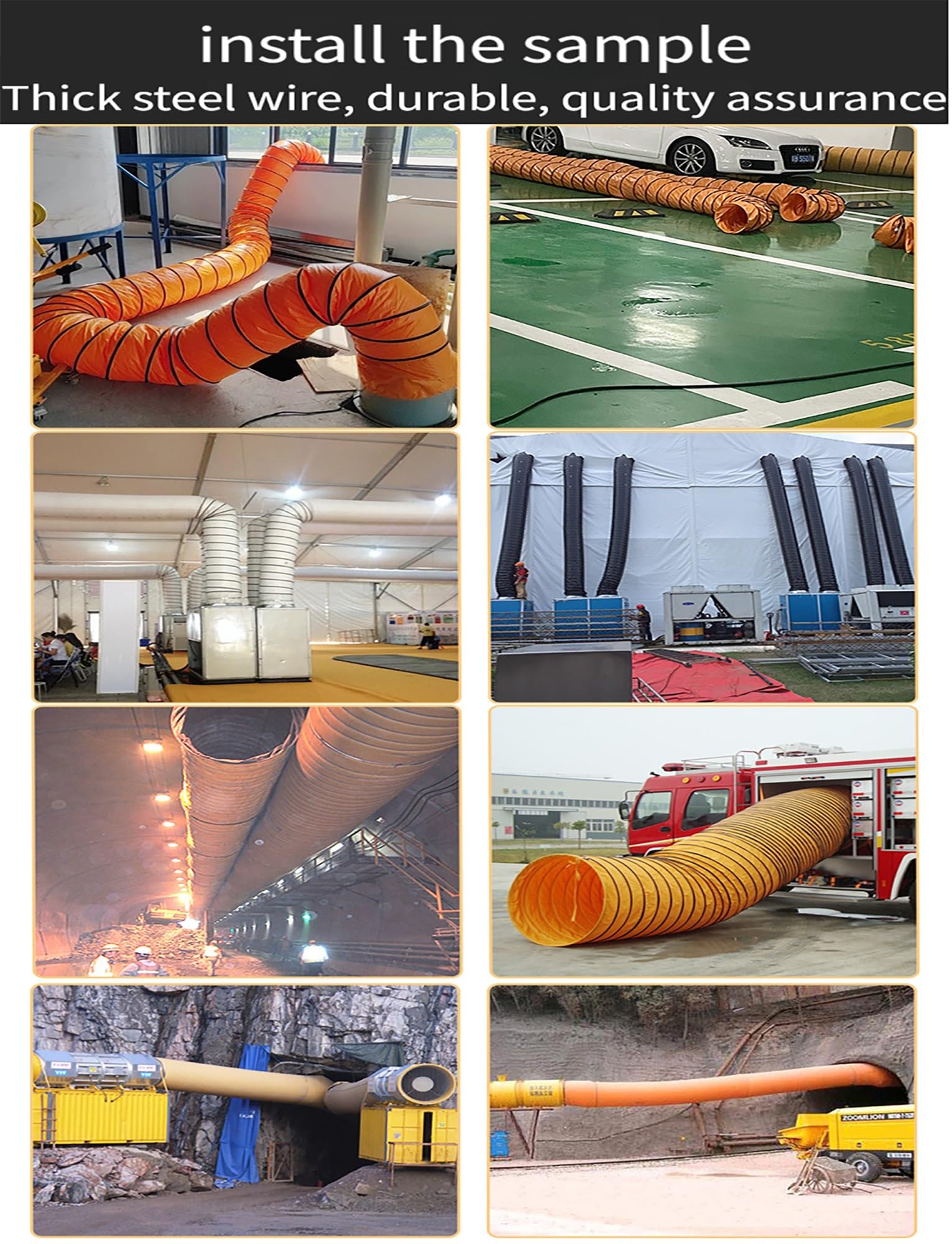 Manguera flexible de PVC de 5 m for de climatización (HVAC), cuerda ajustable for conductos de extractores, tubería ignífuga fábricas y uso residencial.(40cm/15.75in)