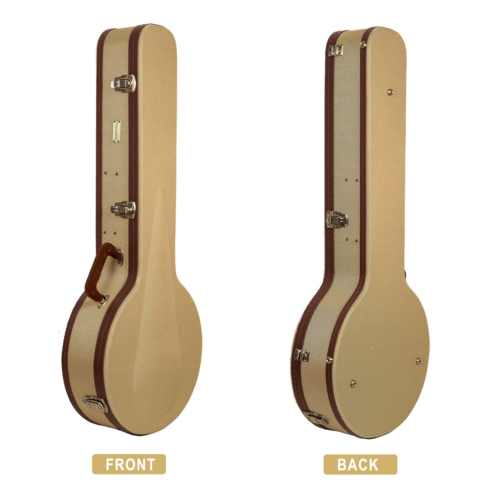 Crossrock Estuche rígido para Ukelele con Cierre TSA, 100% Fibra de Vidrio, Correas Acolchadas extraíbles, higrómetro, Gran Espacio de Almacenamiento para Accesorios, Tejido de Tweed, 5-saitig mit