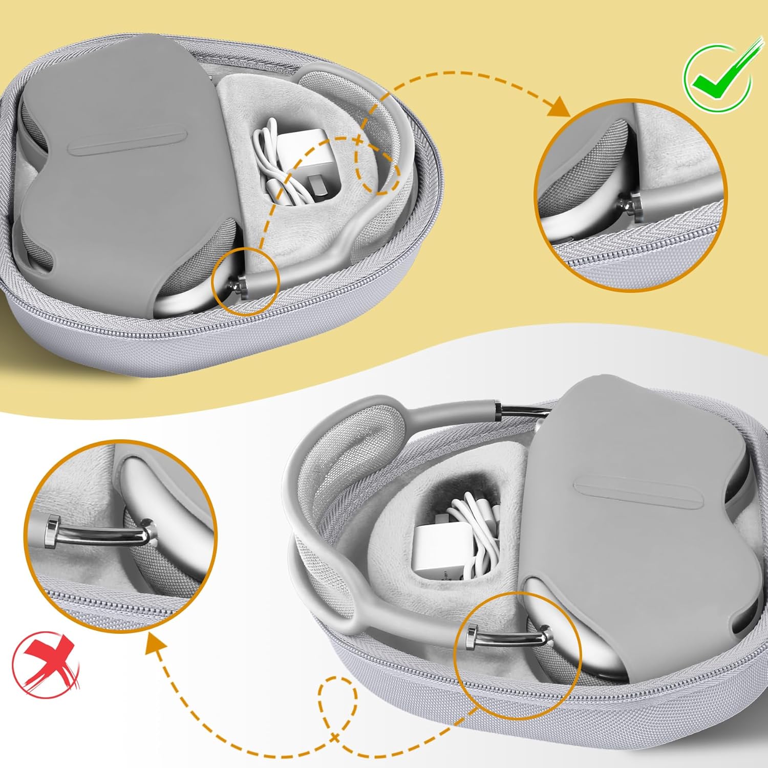 co2CREA Hard Case with Sleep Mode Replacement for Apple AirPods Max Wireless Over-Ear Headphones (White Case) - Image 3