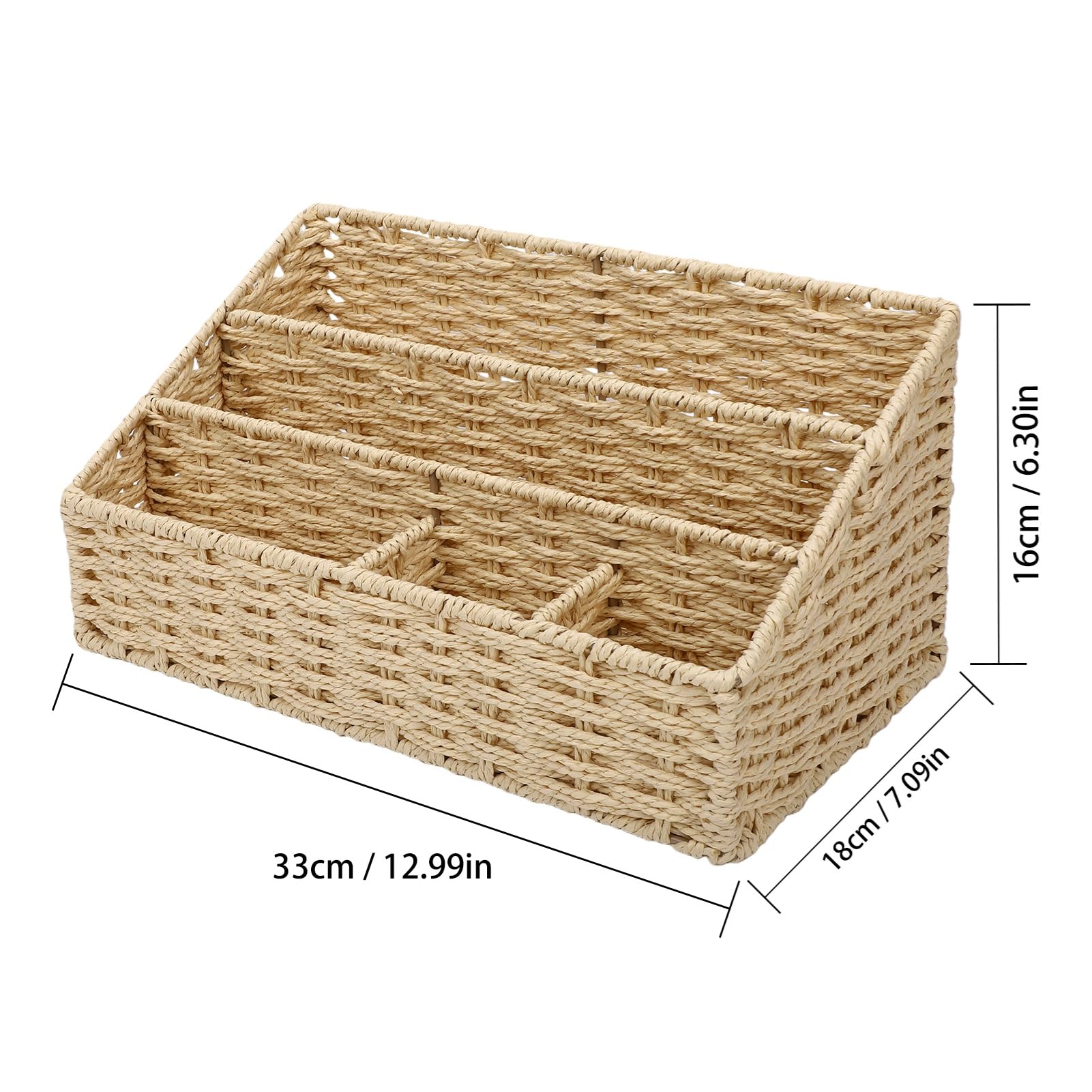 Luocute 2 Stück Gewebter Brief-Organizer, Schreibtisch-Aktenhalter, Papierfaser-Eisenrahmen (Beige)