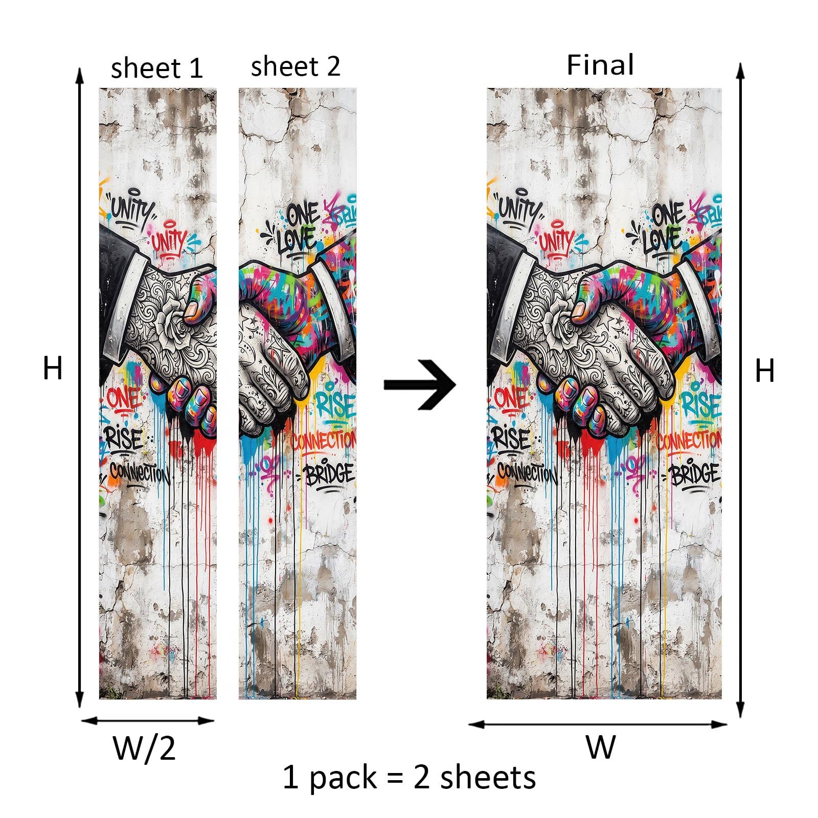 Türtapete selbstklebend blasenfrei | 95 x 215 cm Graffiti Strasse Handschrift Rose Text Farbe | Tür Aufkleber Türfolie | Einteilig | Wasserfest 3D Türaufkleber Klebefolie Türposter Bunt Grau