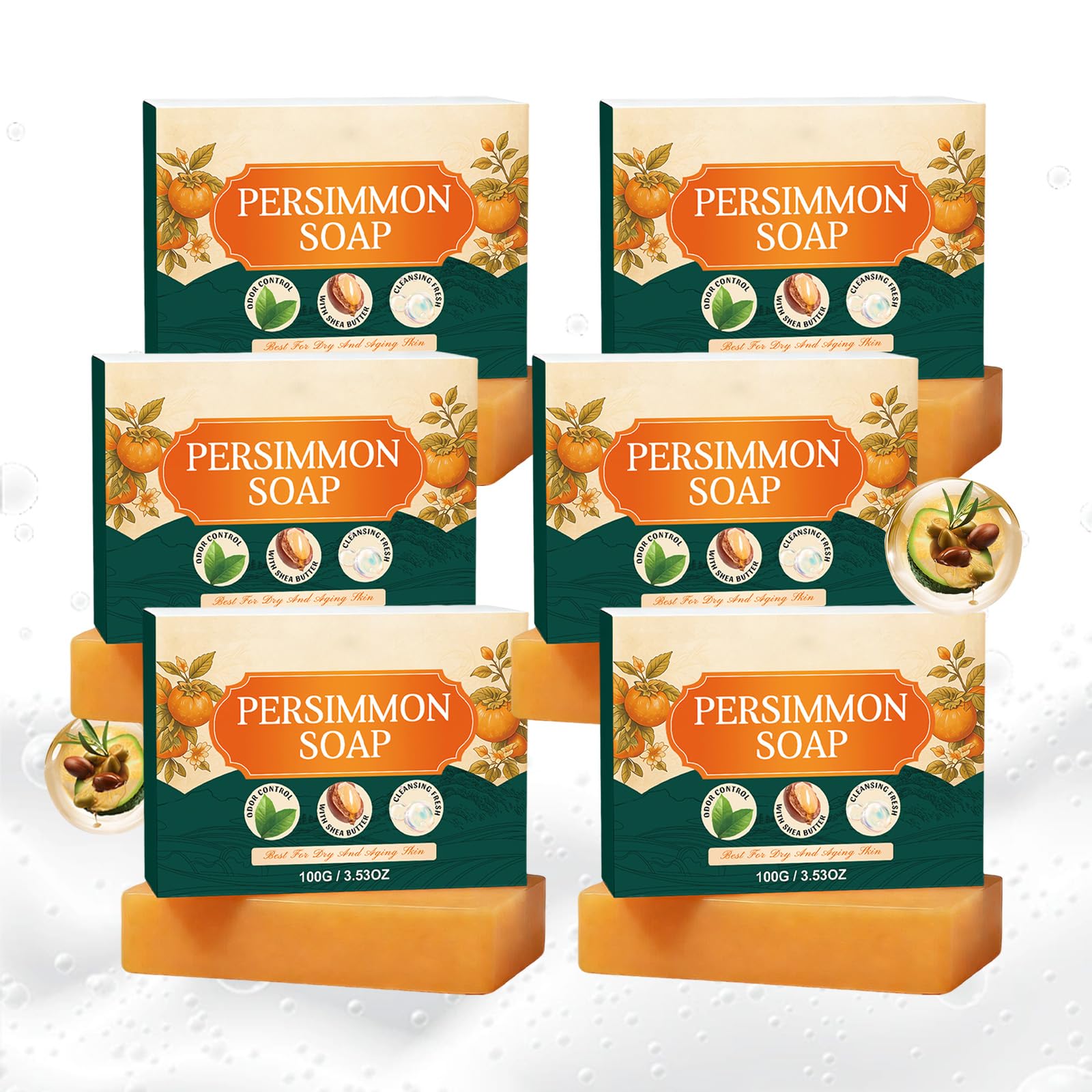 Dezodorujące mydło persimmons – idealne do suchej i dojrzałej skóry, delikatne oczyszczanie ciała, zapobiega powstawaniu nieprzyjemnego zapachu ciała, naturalny dezodorant do wszystkich rodzajów skóry