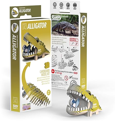 Miniatura 2 de Eugy Rompecabezas 3D de cocodrilo, 22 piezas, ecológico, juguetes educativos para niños, niñas y niños a partir de 6 años