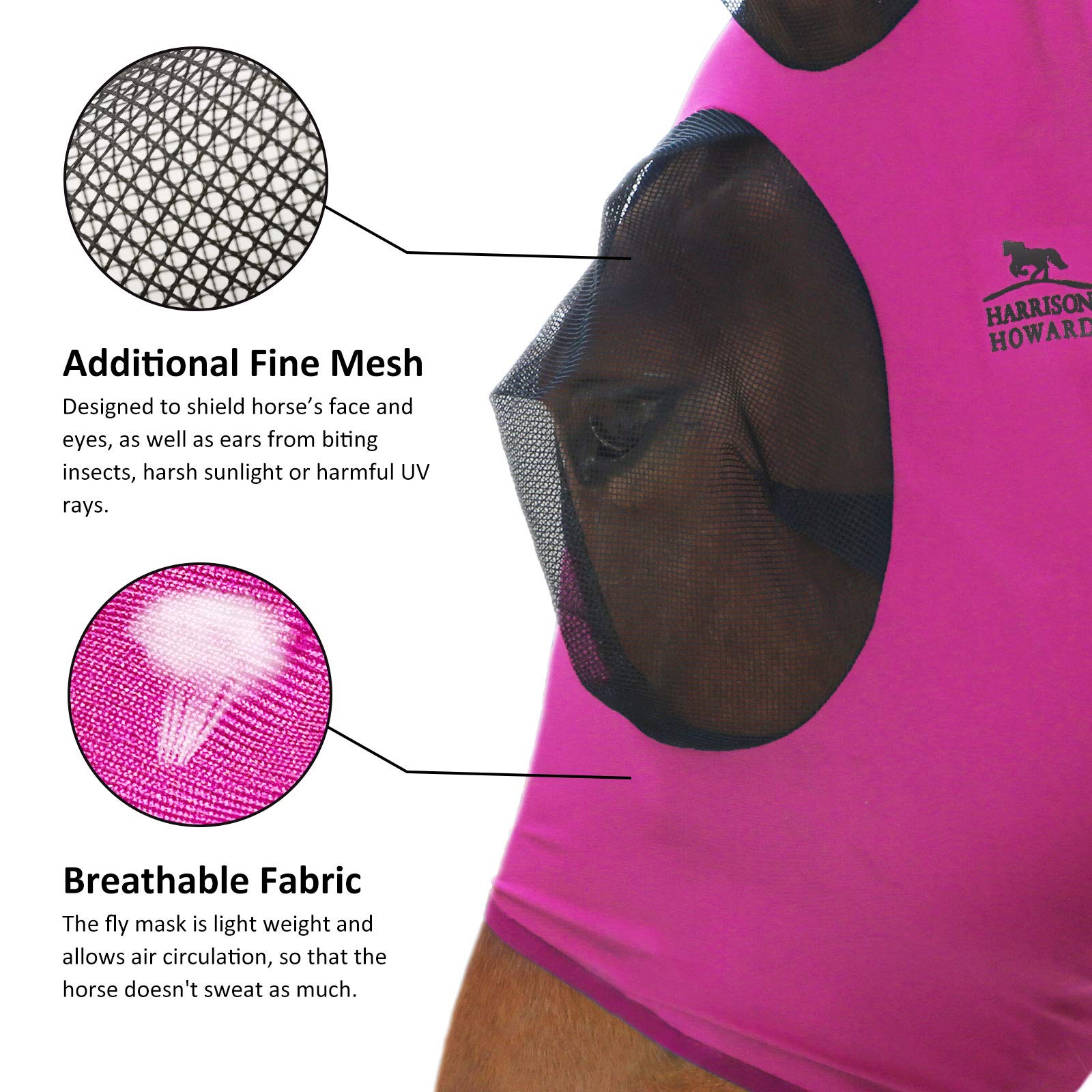 Harrison Howard Super Comfort Stretchy Fly Mask Large Eye Space with UV Protection Soft on Skin with Breathability- Azure Blue M — view 80