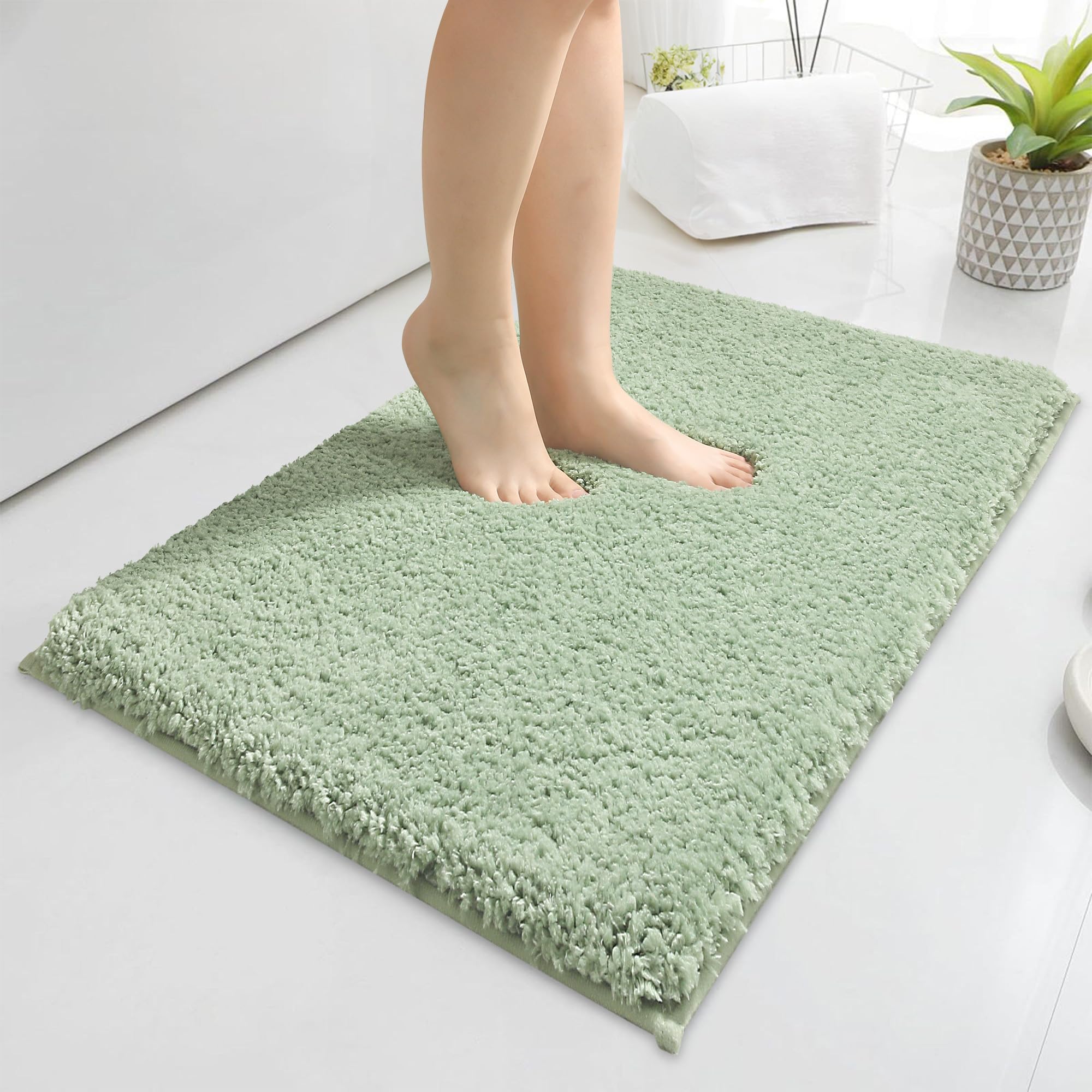 Alfombra de Baño 50x 80 cm, Alfombras de Baño Antideslizantes Alfombra de Ducha de Microfibra Suave, Alfombra de Baño Lavable de la Máquina Absorbente de Agua