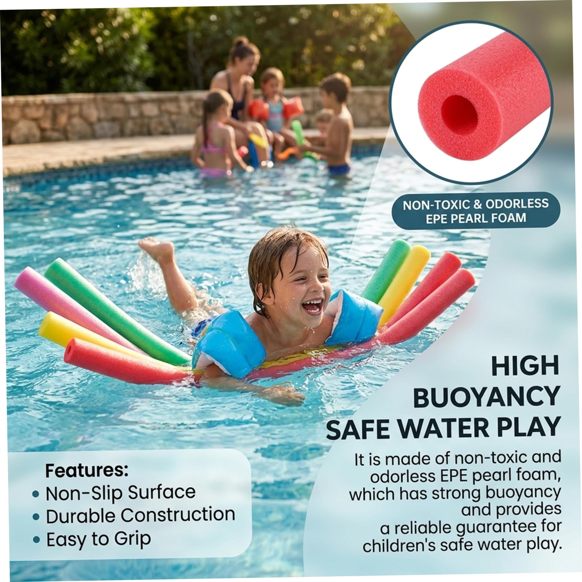 Confezione da 6 Noodles in Schiuma per Piscina - Noodles per Piscina da 59 Pollici per Giochi d'Acqua e Galleggianti in, 6 Colori