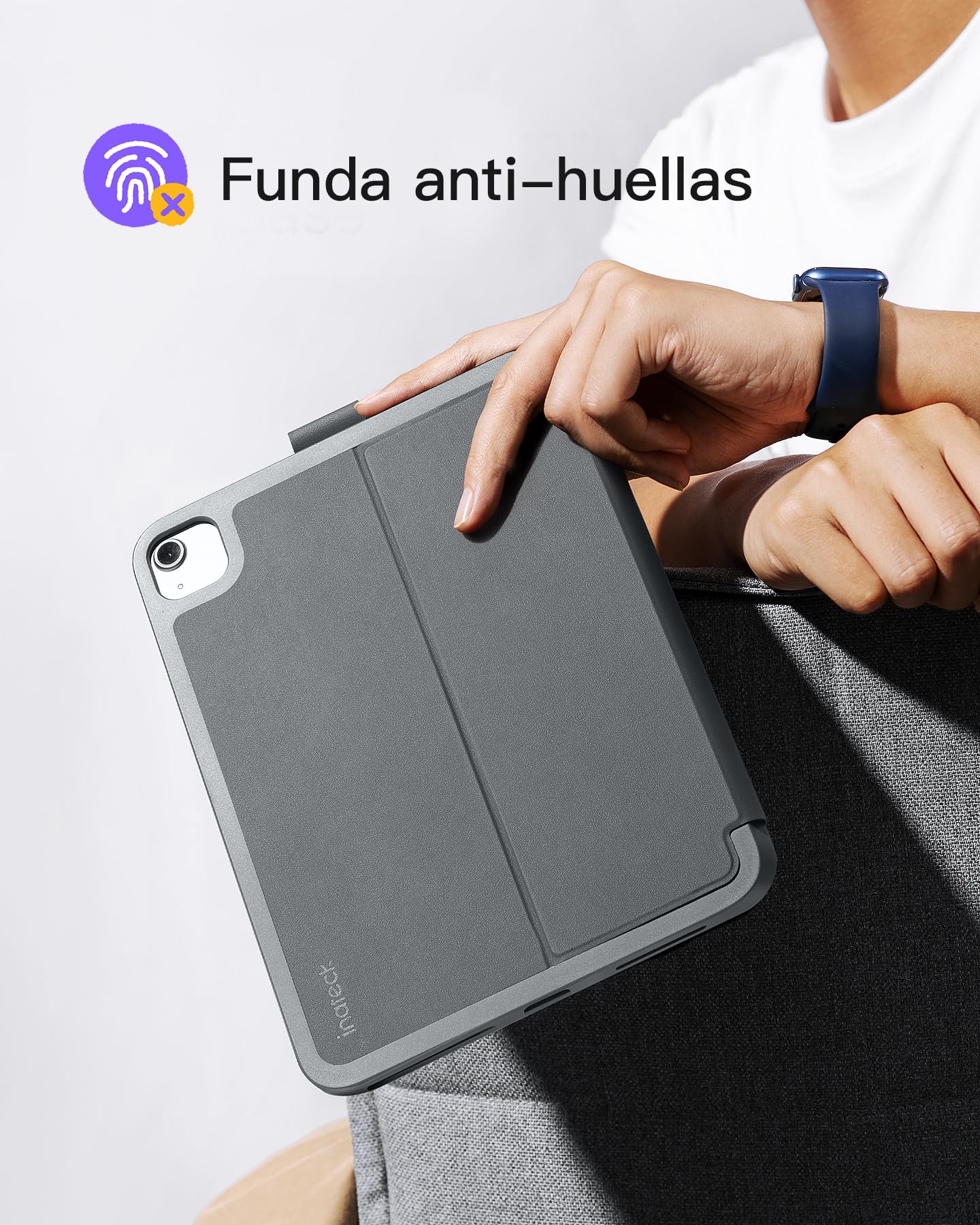 Inateck Funda con Teclado Ultraligera con Portalápices para iPad 10ª/11ª Gen, iPad Air 11"(M4/M3/M2), Air 6/5/4 10.9", iPad Pro 11 (4ª/3ª/2ª/1ª Gen). AirTap Gris