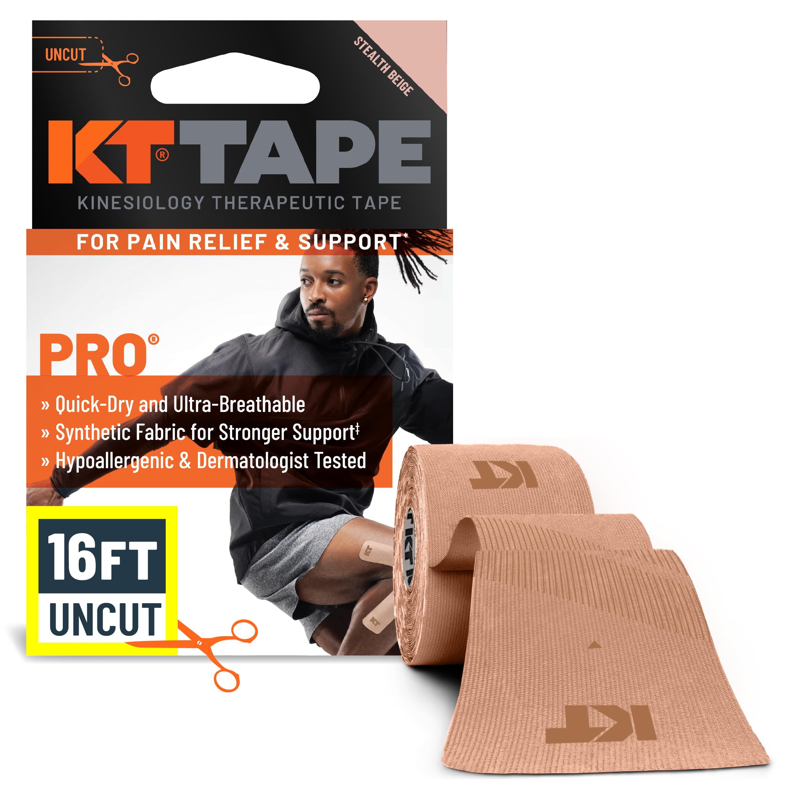 KT TAPE PRO Kinesiology Tape Elastic Therapeutic Tape Uncut 16 Feet Beige-image-42