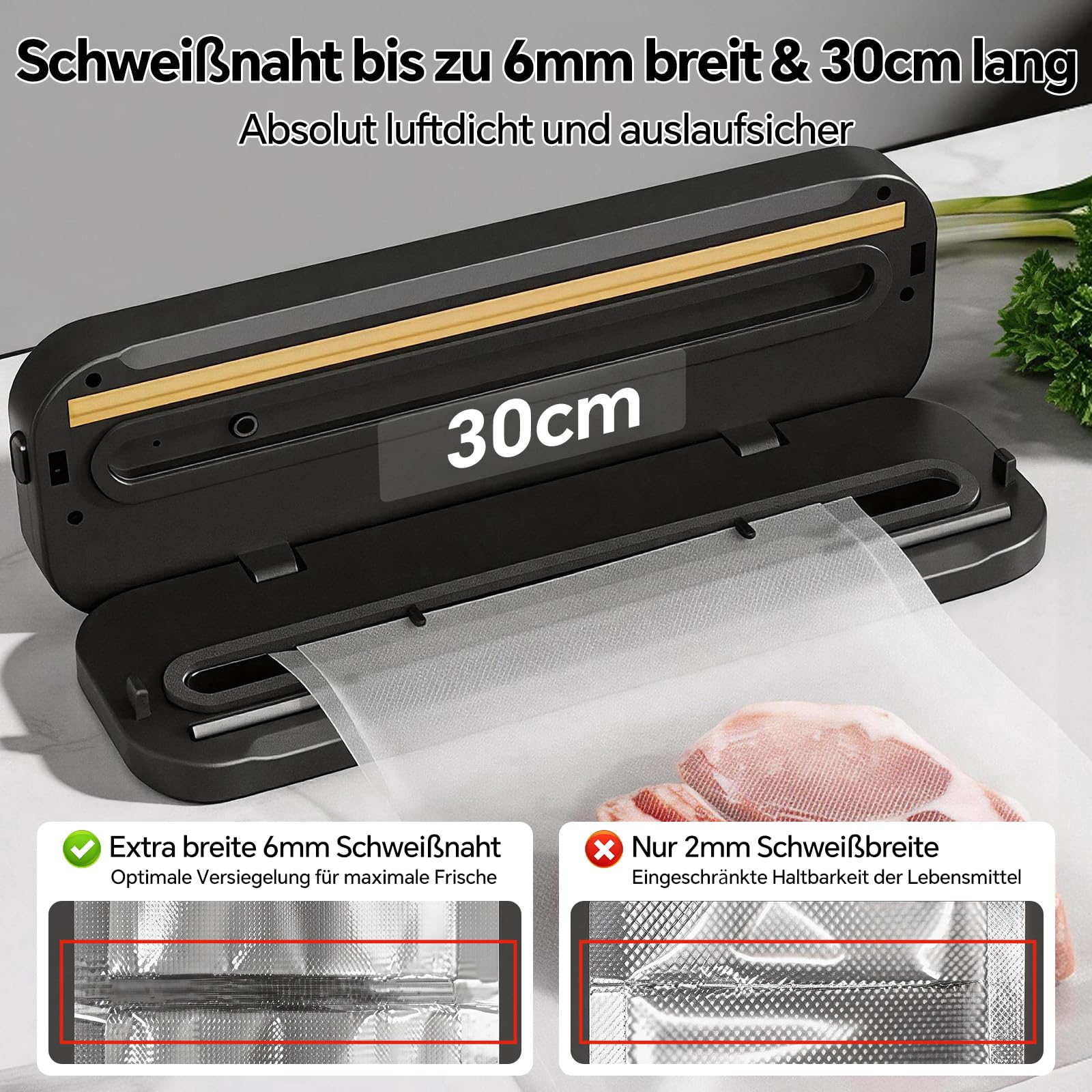 Maidlo Vakuumiergerät 120W 75kPa All-in-1 mit 100 BPA-freien Beuteln für Sous-Vide