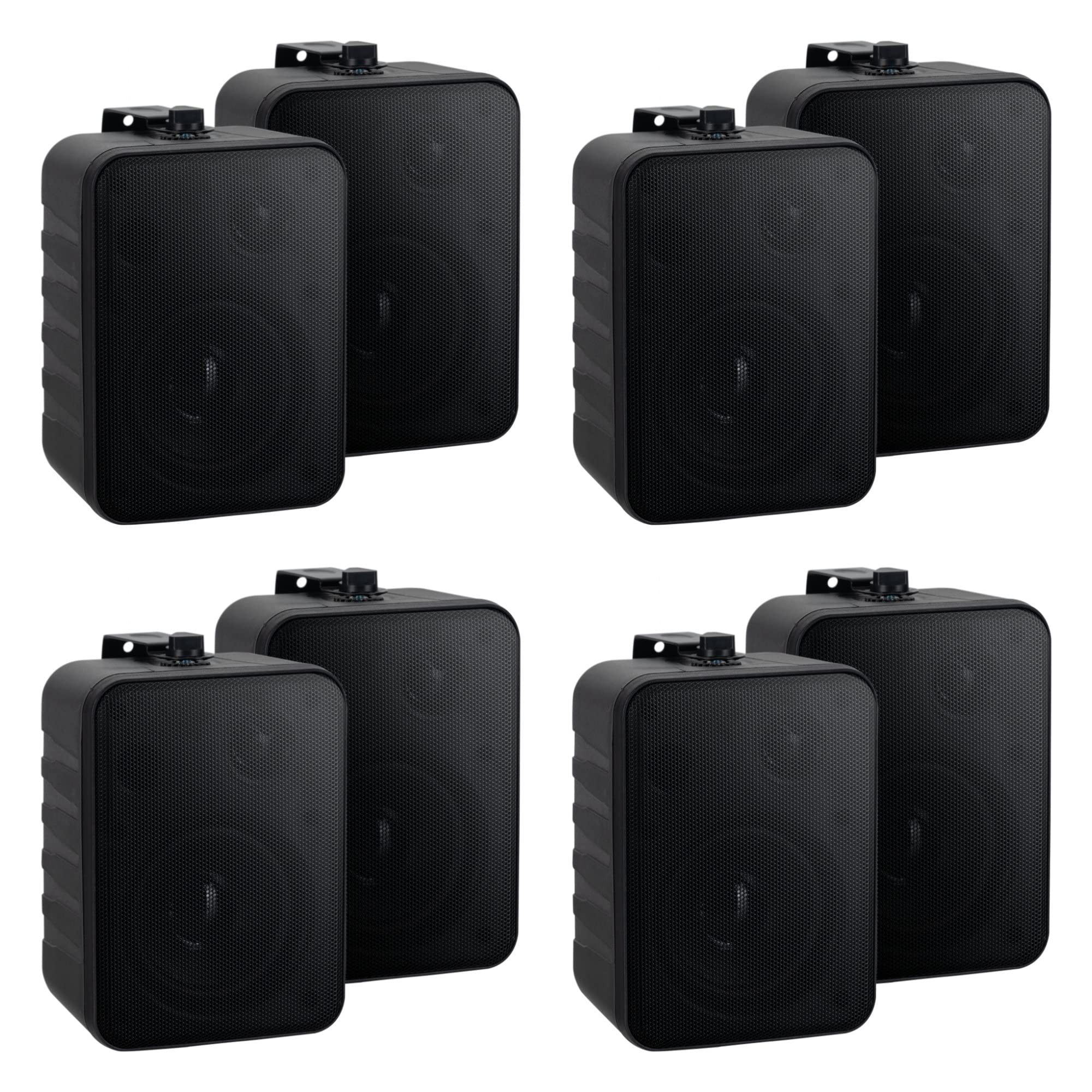 McGrey One Control BK MKIII Casse Acustiche 4 Coppie - Diffusori Compatti 10W RMS per Installazione, Studio o HiFi - Woofer 4", Tweeter 0,5" - Supporti Montaggio a Parete - Nero