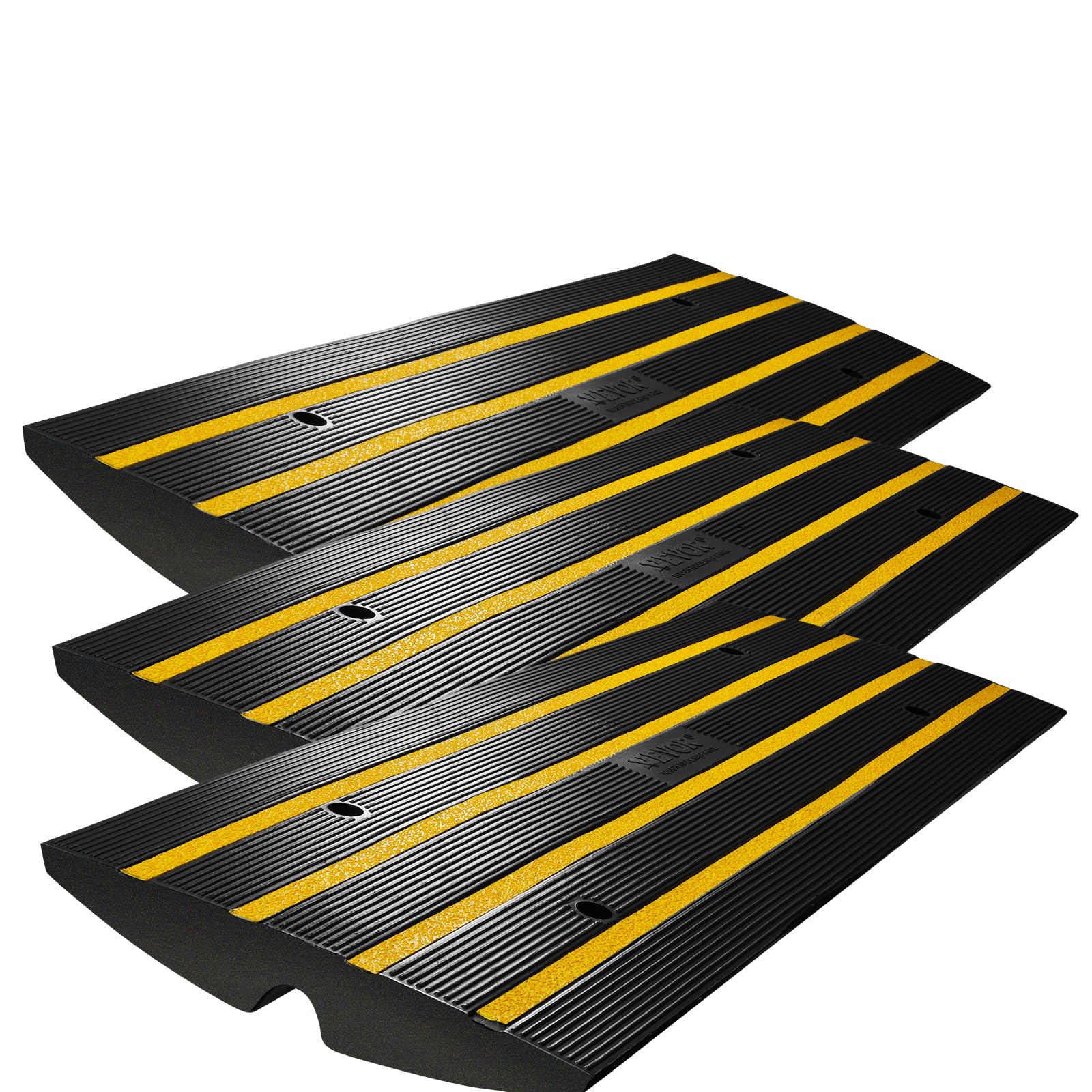 VEVOR Rampa per Soglia in Gomma 3 Pezzi Altezza 6,5cm Capacità Max. 15 Tonnellate per Veicoli, Rampa per Soglia Superficie Antiscivolo con Canale per Cavi, Rampa Soglia Antiscivolo per Salita Facile