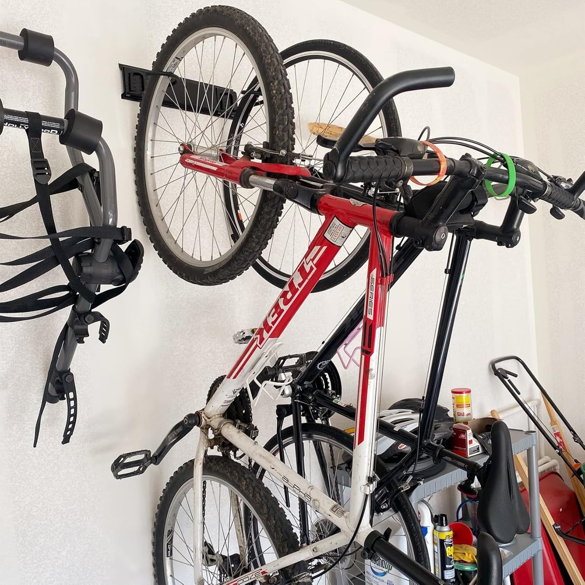 TORACK Wall Mounted Bike Rack, 2 Bikes Storage Rack for Garage Space Saving Vertical Bike Storage, Holds Up to 100 LBS