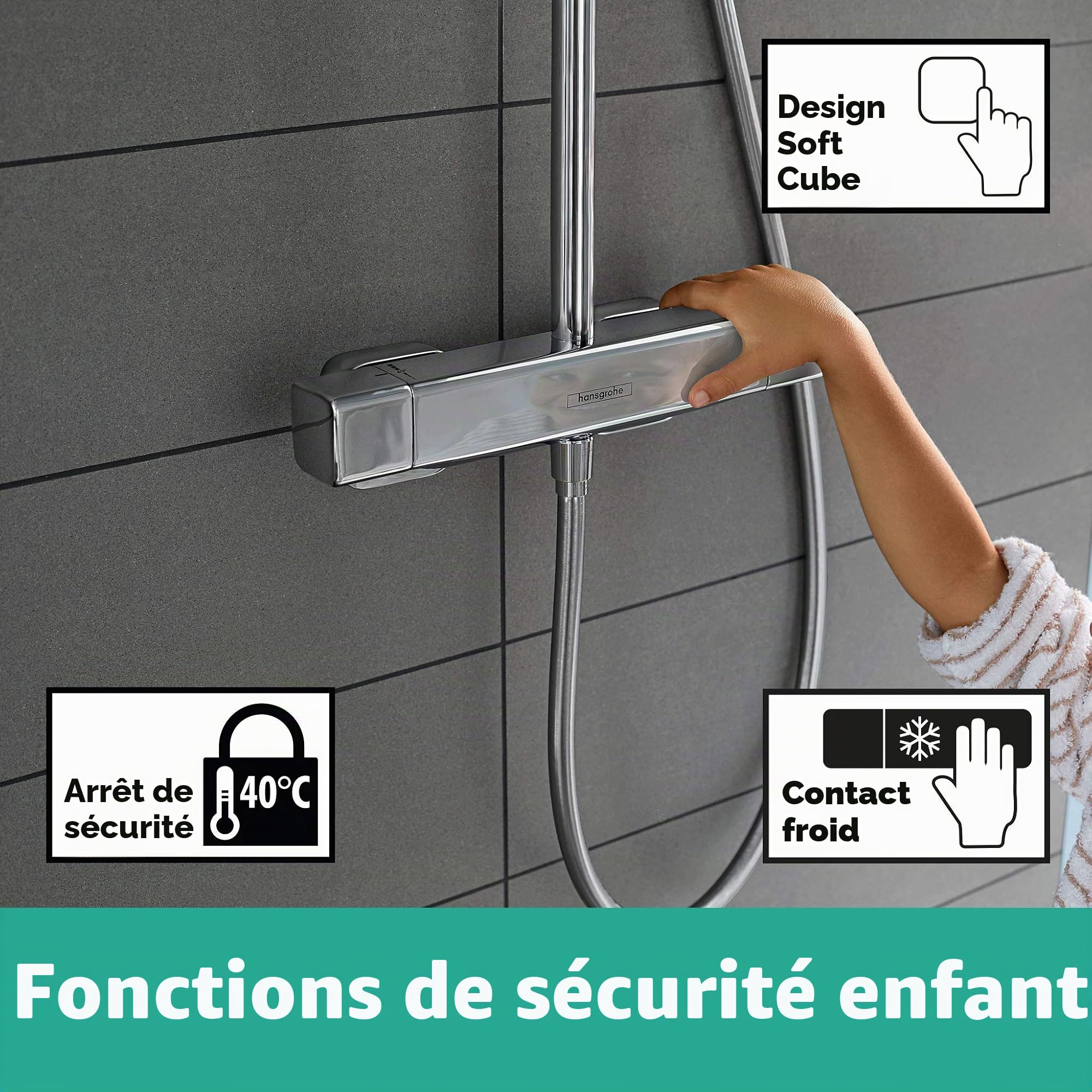 hansgrohe Ecostat E Mitigeur Thermostatique douche, chromé, 15773000