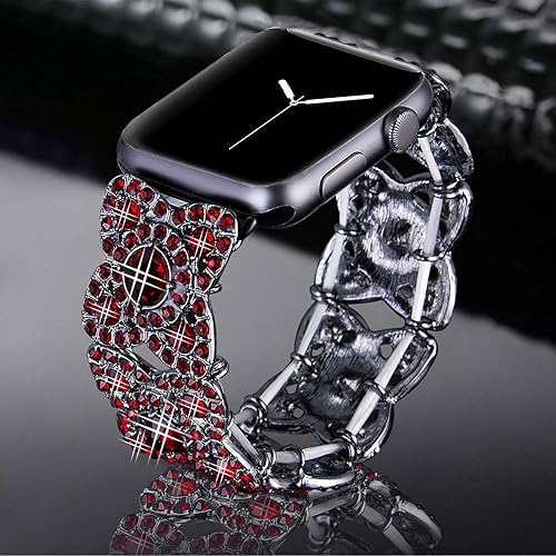 Miniatura 7 de VIQIV - Pulsera de reloj de acero inoxidable en imitación de diamantes, compatible con Apple Watch de 38 mm, 40 mm, 42 mm, 44 mm, iWatch Series 4,