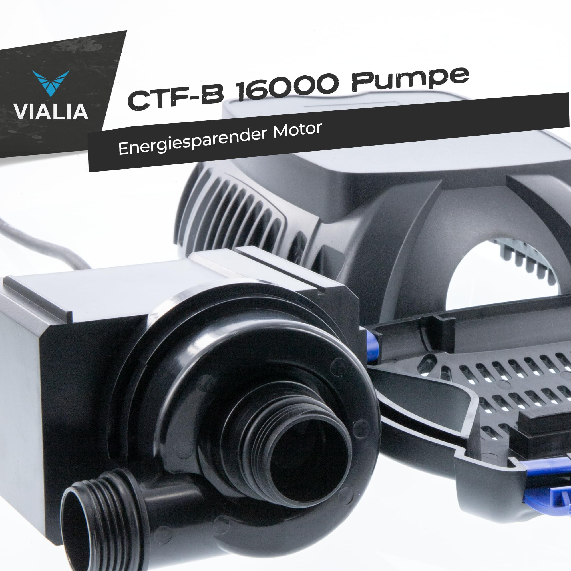 Teichpumpe CTF-B 16000 | 16000 L/h bei nur 140 Watt | Energiesparende Filterpumpe für Gartenteich & Bachlauf | Mit Trockenlaufschutz & Keramikachse | Für Filter, Skimmer & Wasserfall