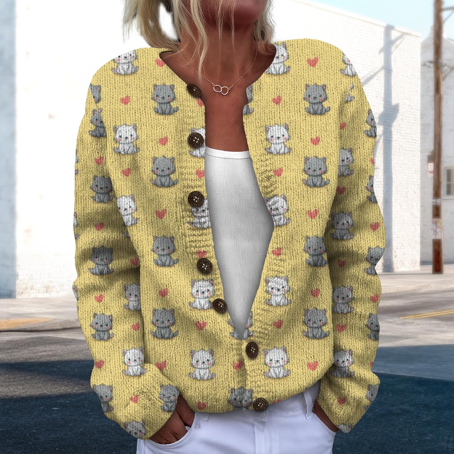 Sweater for Women Trendy Open Front Cardigan Fall Cardigan Sweaters for Women Crewneck Long Sleeve Outfits Fashion - Image 2