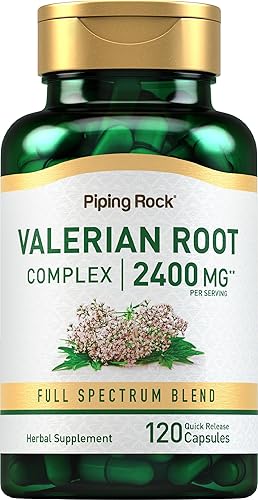 Piping Rock Cápsulas de extracto de raíz de valeriana de 2400 mg | 120 unidades | Suplemento complejo | Mezcla de hierbas | Sin OMG, sin gluten