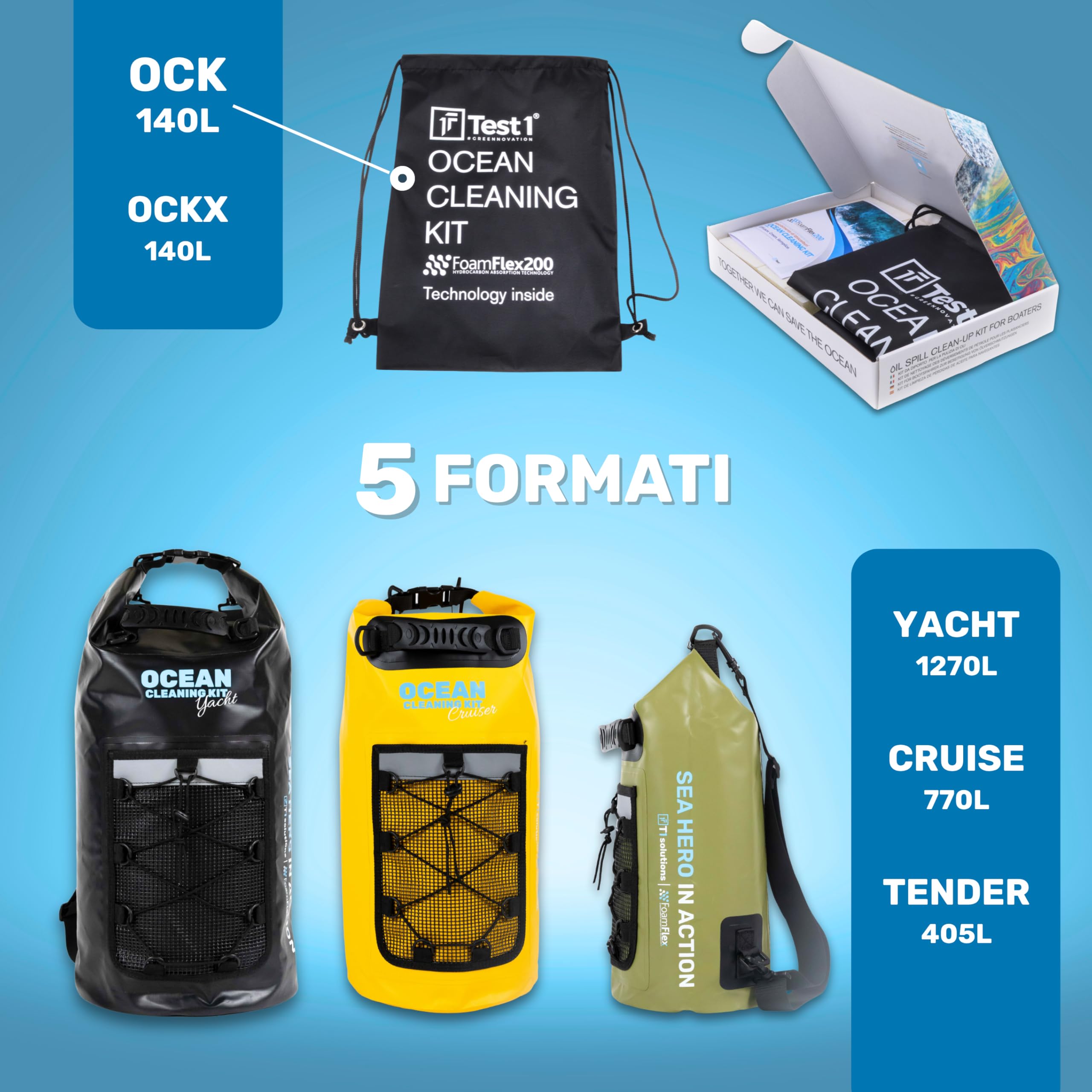 Kit Ocean Cleaning con Spugna Oleoassorbente Riutilizzabile | Ideale per diportisti e piccole imbarcazioni