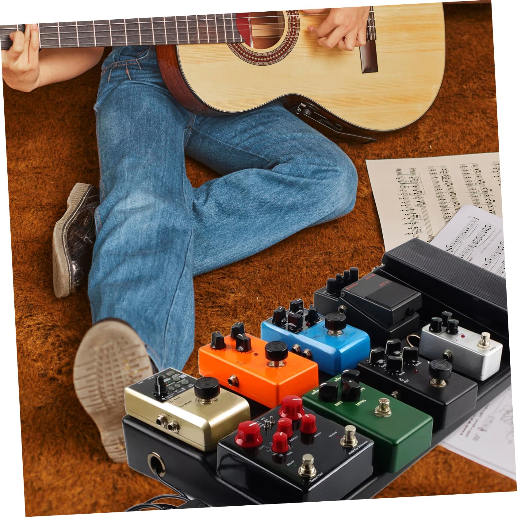 BESPORTBLE Effektboard Für Gitarre Mit Ständer Und Netzteil Pedalhalterung Und Tasche Gitarreneffektzubehör Für Transport Und Aufbewahrung