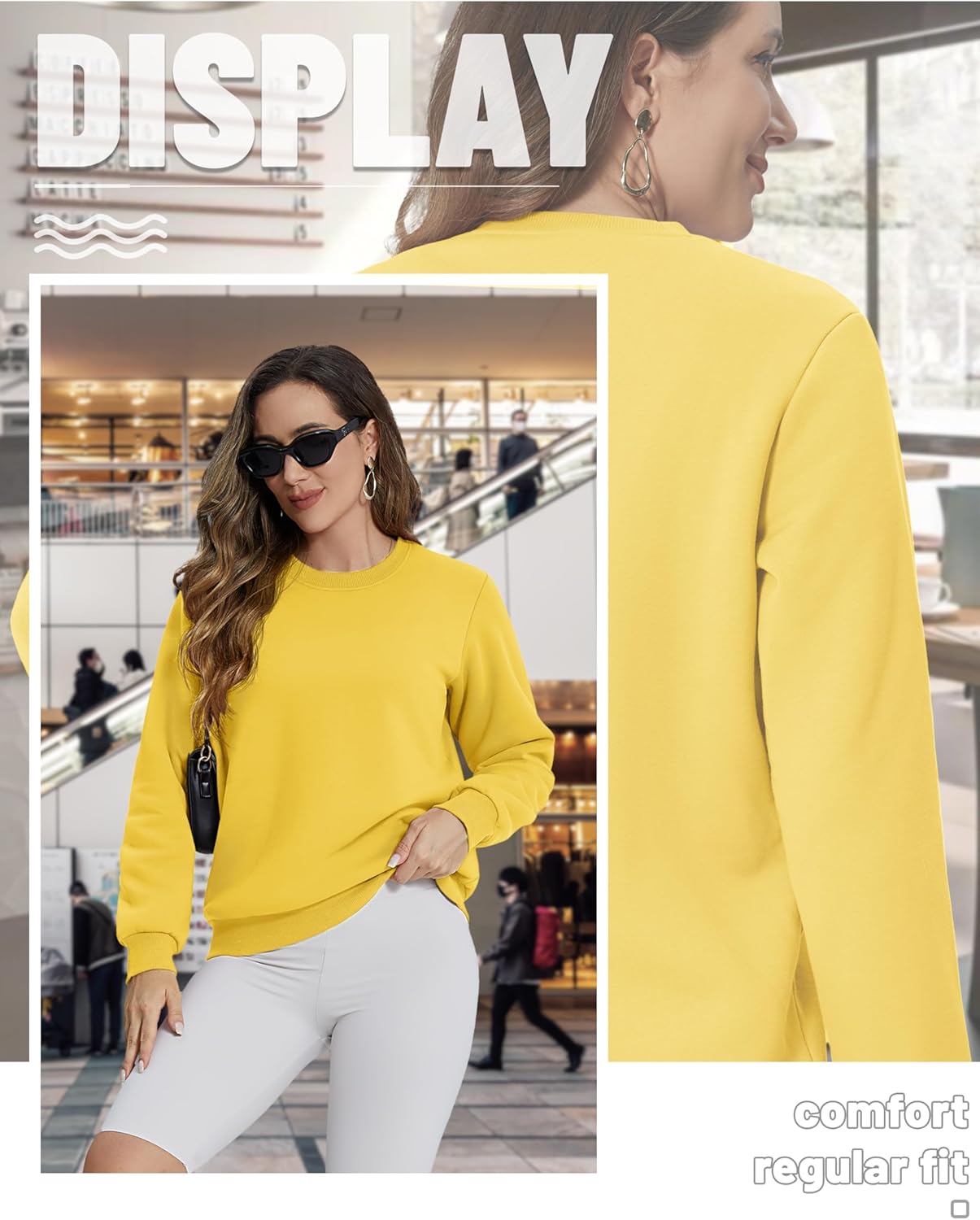 TACVASEN Women's Crewneck Sweatshirt Fleece Lined Sherpa Pullover Winter Shirt Warm Sweaters Long Sleeve Tops - Image 2