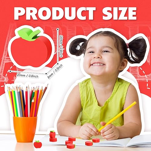 Miniatura 2 de 120 mini borradores de manzana para niños, regalos de bienvenida a la escuela, para contar en el aula, manipulativos de matemáticas, suministros