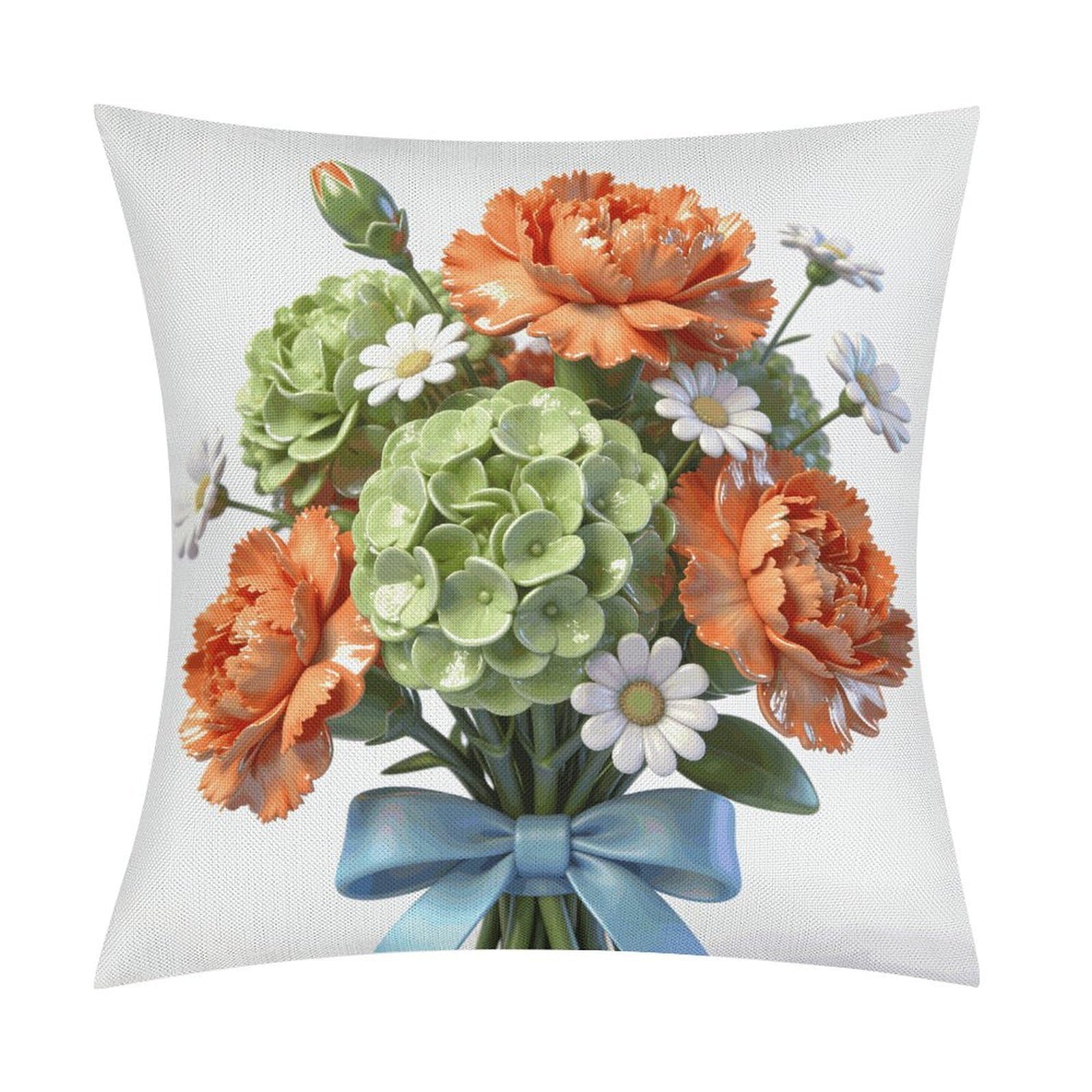 FekiLoot Flower Cluster Throw Pillow Cover Soft Square Cushion Case Farmhouse Cushion Cover Decorative Pillow Cover Modern Pillowcase for Sofa Living Room Bed Home Decor 18x18 Inch