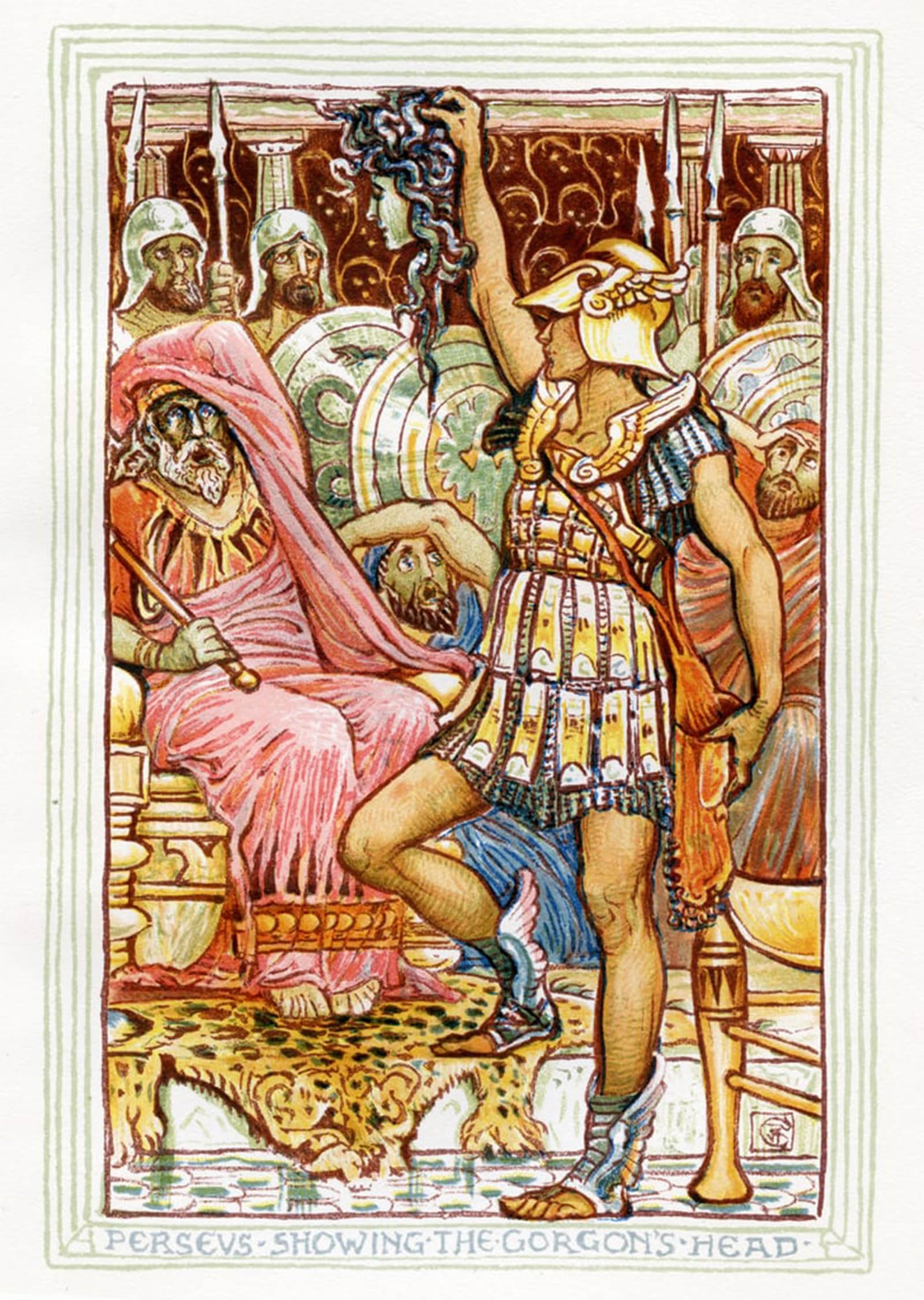 ARTXLXXBN Famous Prints Artwork Pictures Poster Painting Art Perseus Showing Medusas Head by Walter Crane Artwork Landscape Pictures for Home Decor 60x90cm