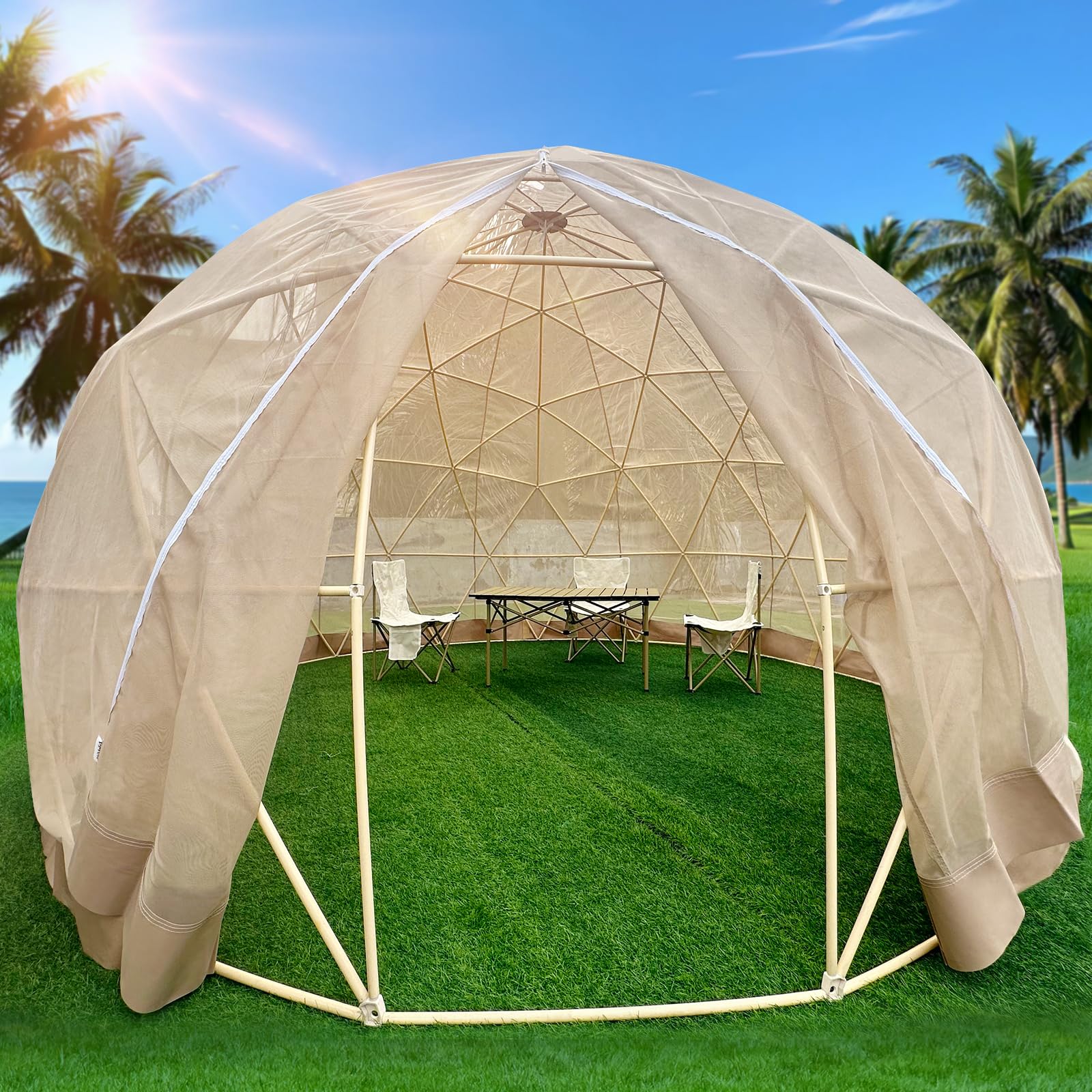 12 x FT Garden Dome Bubble Tent, Camping Gazebo Dome Tent Greenhouse  with Breathable Mesh, Geodesic Garden Dome Igloo for Outdoor, Backyard,