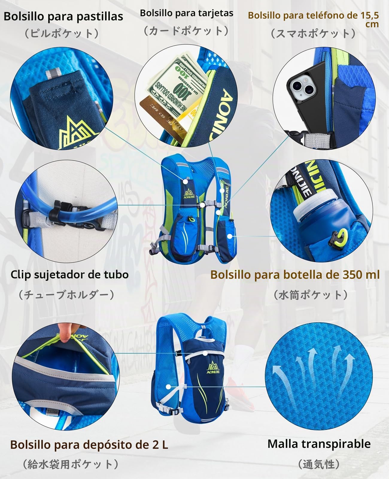 TRIWONDER Mochila de Hidratación Ligero 5.5L Superior Chaleco para Trail Running Ciclismo Marathoner Profesional al Aire Libre Hombre Mujer