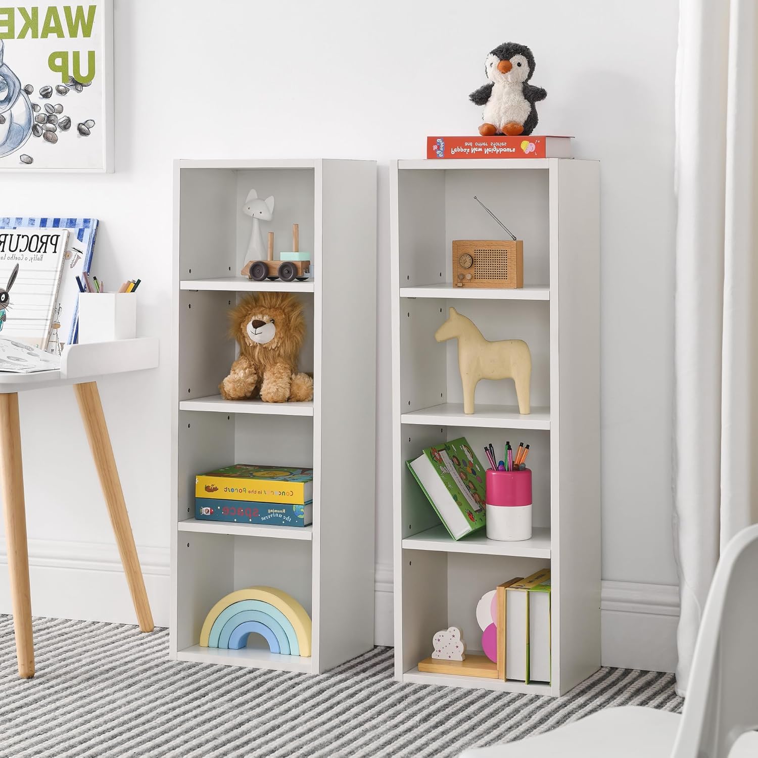 Senviy 8Tier Slim Media Tower Rack with Adjustable Shelves