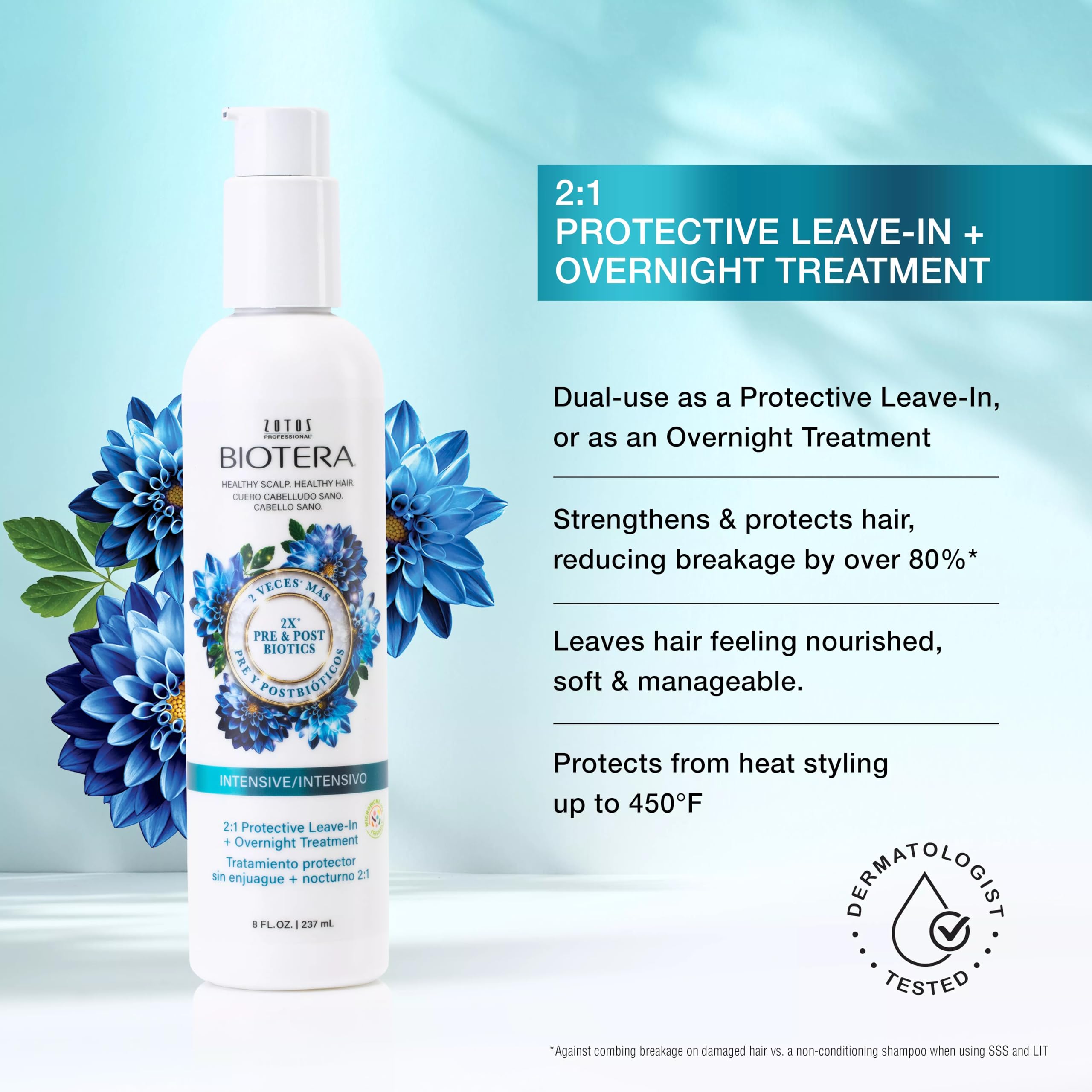 Biotera Intensives 2:1 Protective Leave-In + Overnight Treatment | Vegan & Animal Test Free | Paraben & Sulfate Free | Color-Safe | 8 Fl Oz