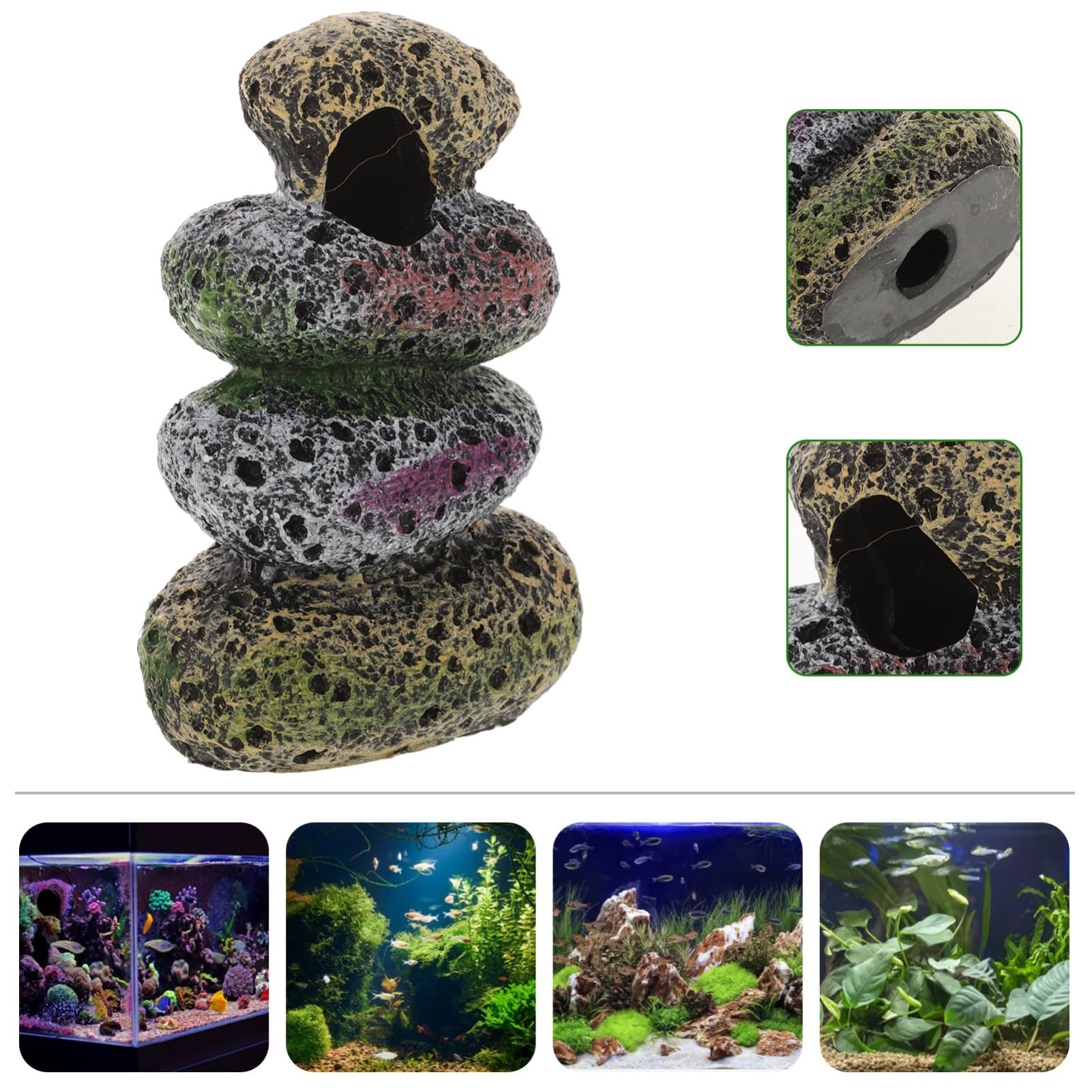 HOLIDYOYO Realistic Resin Rockery Ornament for Aquarium Miniature Landscape Scenery Decorations