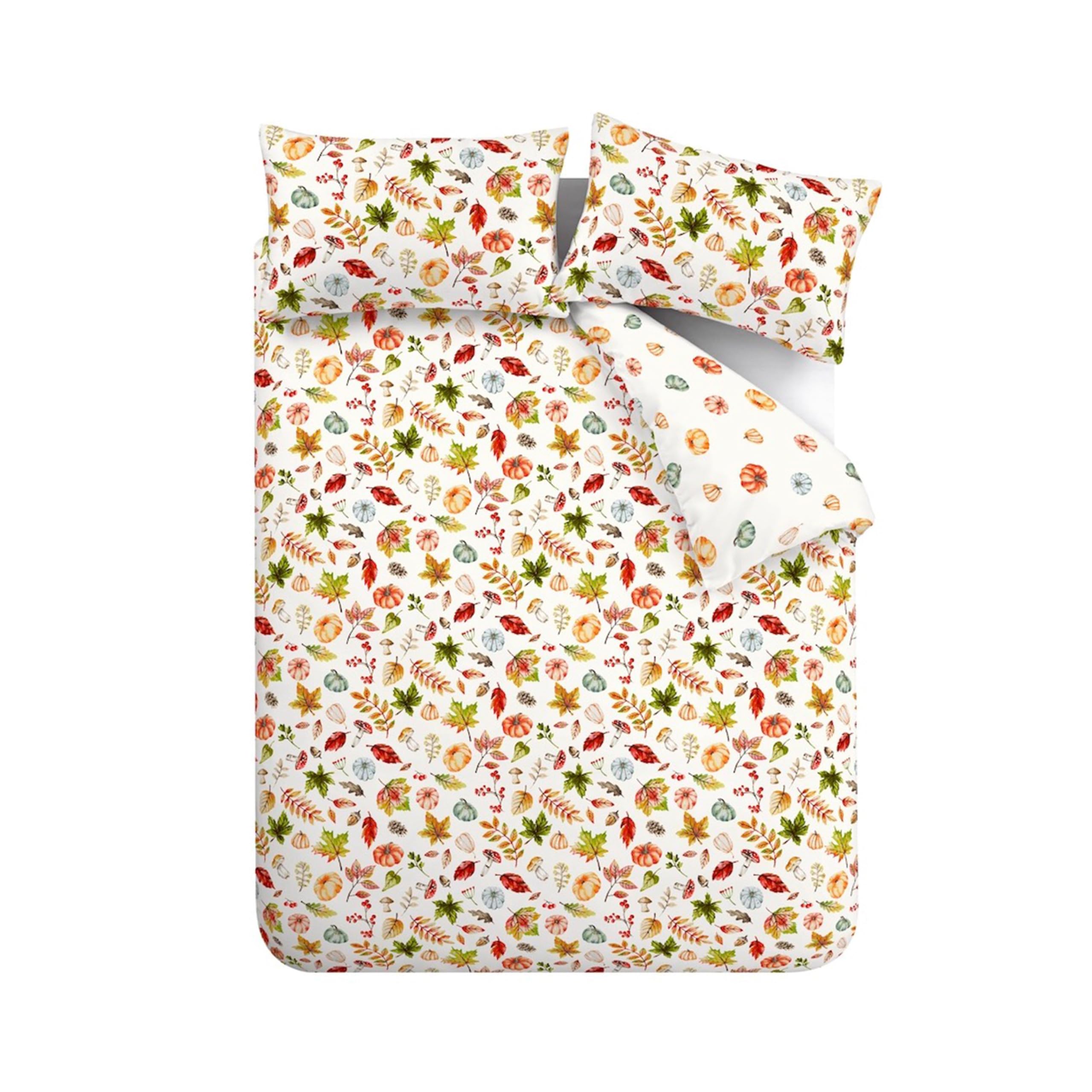 Catherine Lansfield Juego de Funda de edredón Reversible con Fundas de Almohada, diseño de Calabazas otoñales, Color Naranja